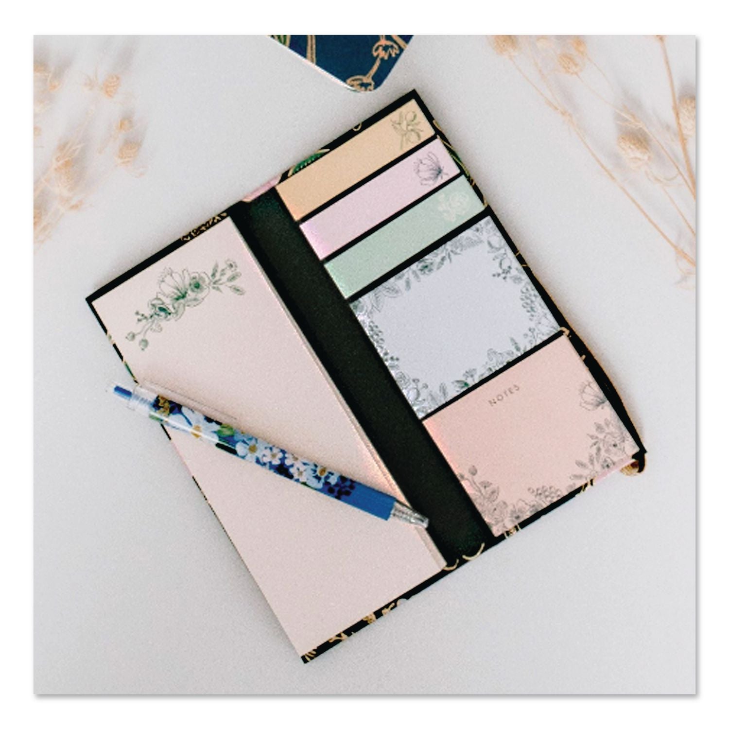 Colette Note-Folio Sticky Notes Combo Pack, (1) 2.67" X 6.5", (2) 2.67" X 2.09", (3) 2.67" X 0.63", Multicolor, 50 Sheets/Pad
