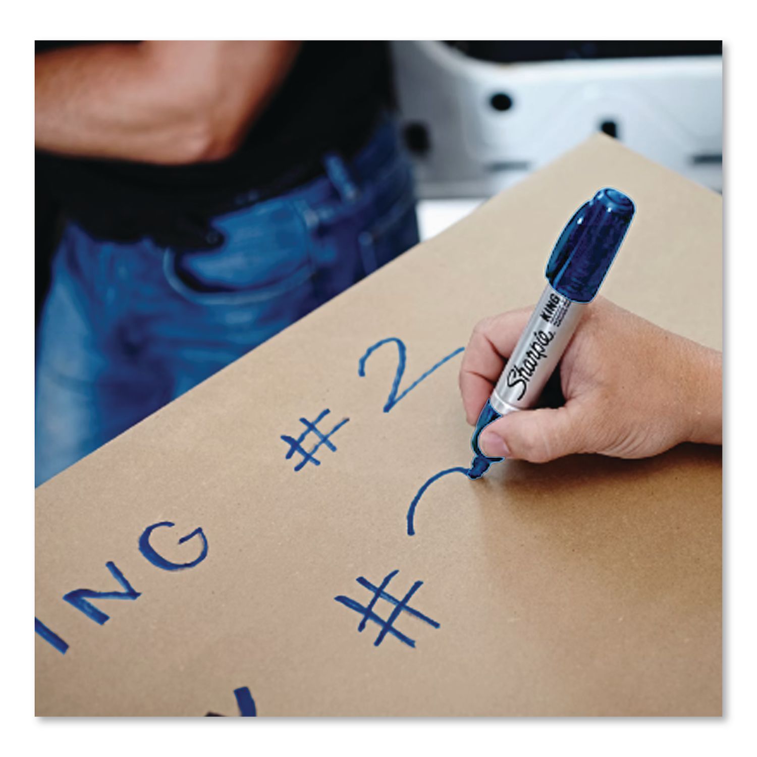 King Size Tank Permanent Marker, Chisel Tip, Blue Ink, 144/Carton