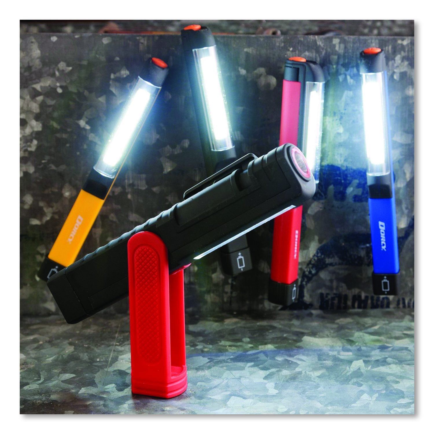 COB Pocket Work Light Flashlight, 3 AAA Batteries (Included), Red/Black