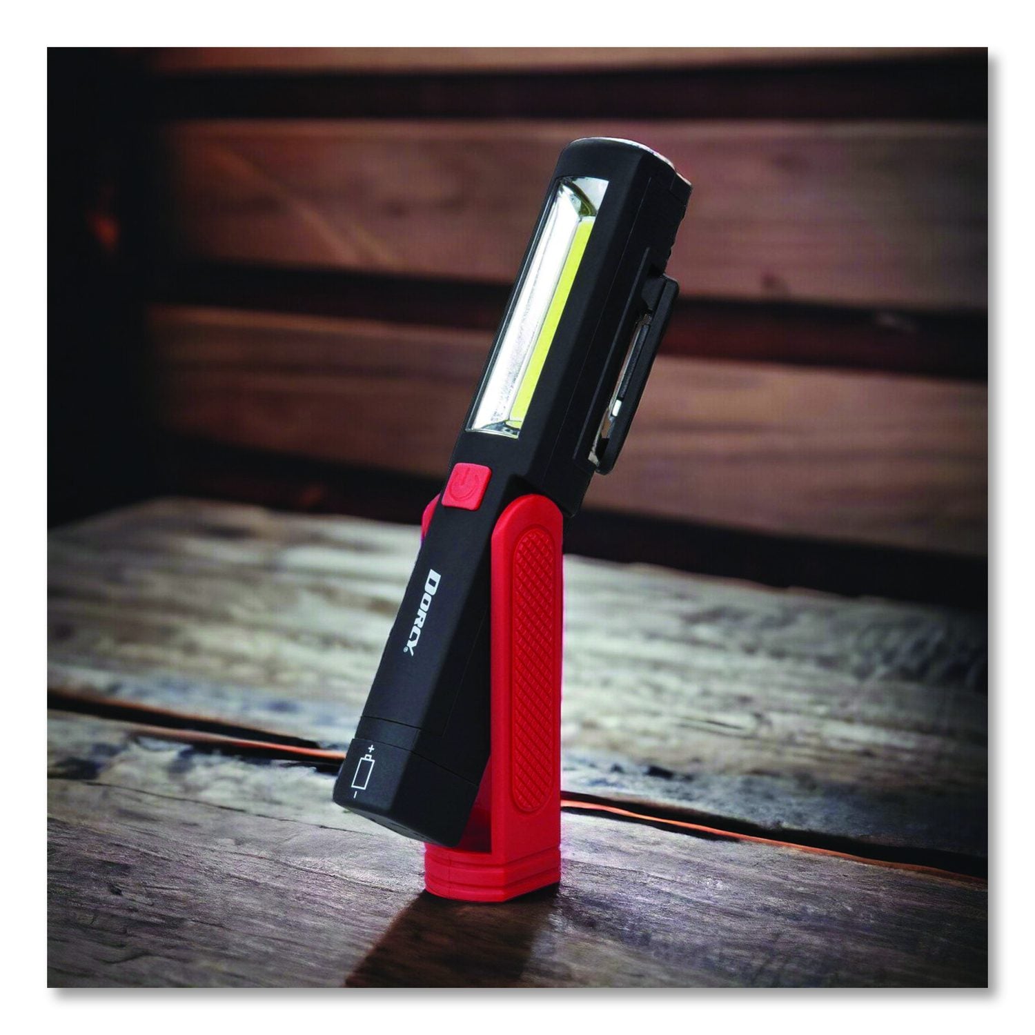 COB Pocket Work Light Flashlight, 3 AAA Batteries (Included), Red/Black