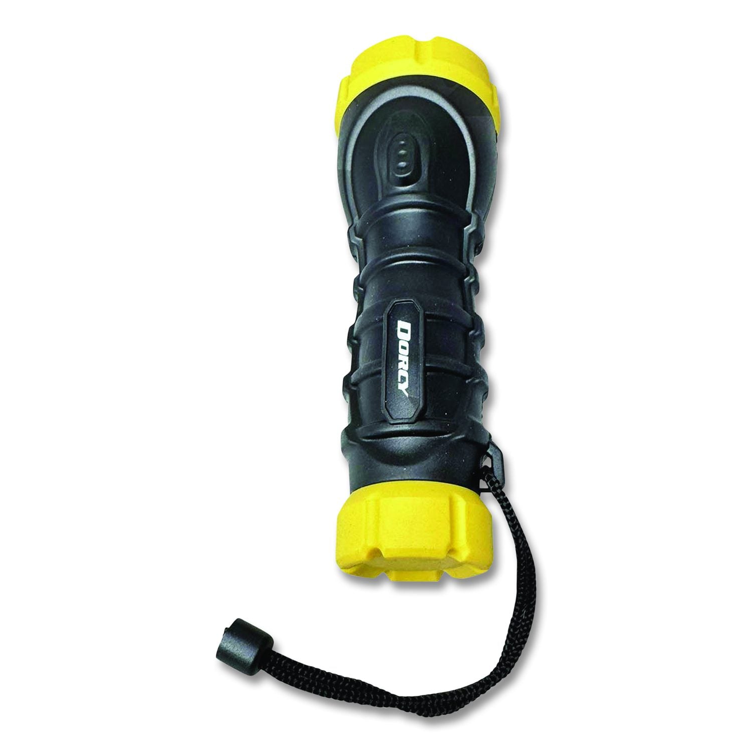 Durable Rubber Flashlight, 3 AA Batteries (Included), Black/Yellow