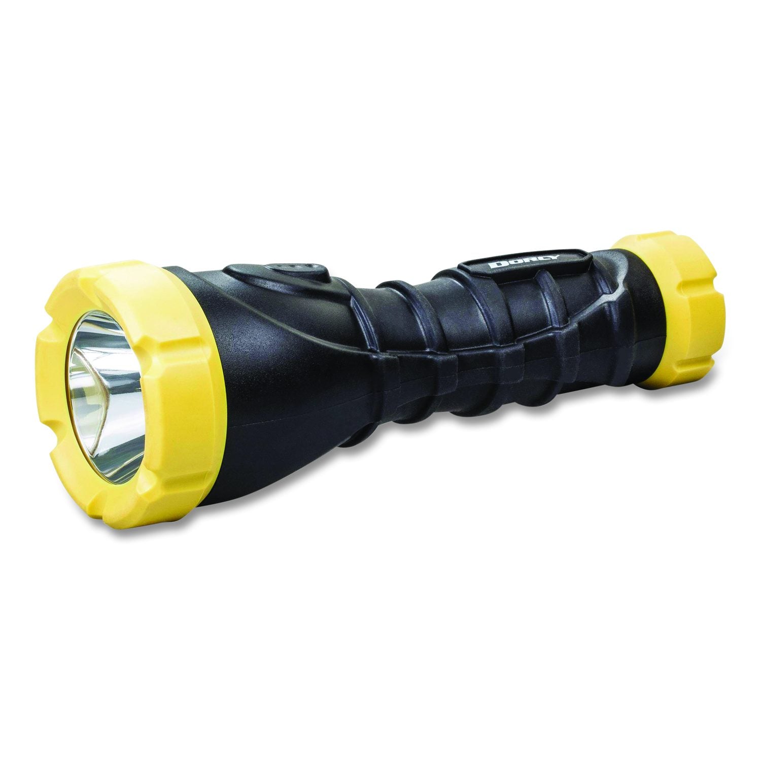 Durable Rubber Flashlight, 3 AA Batteries (Included), Black/Yellow