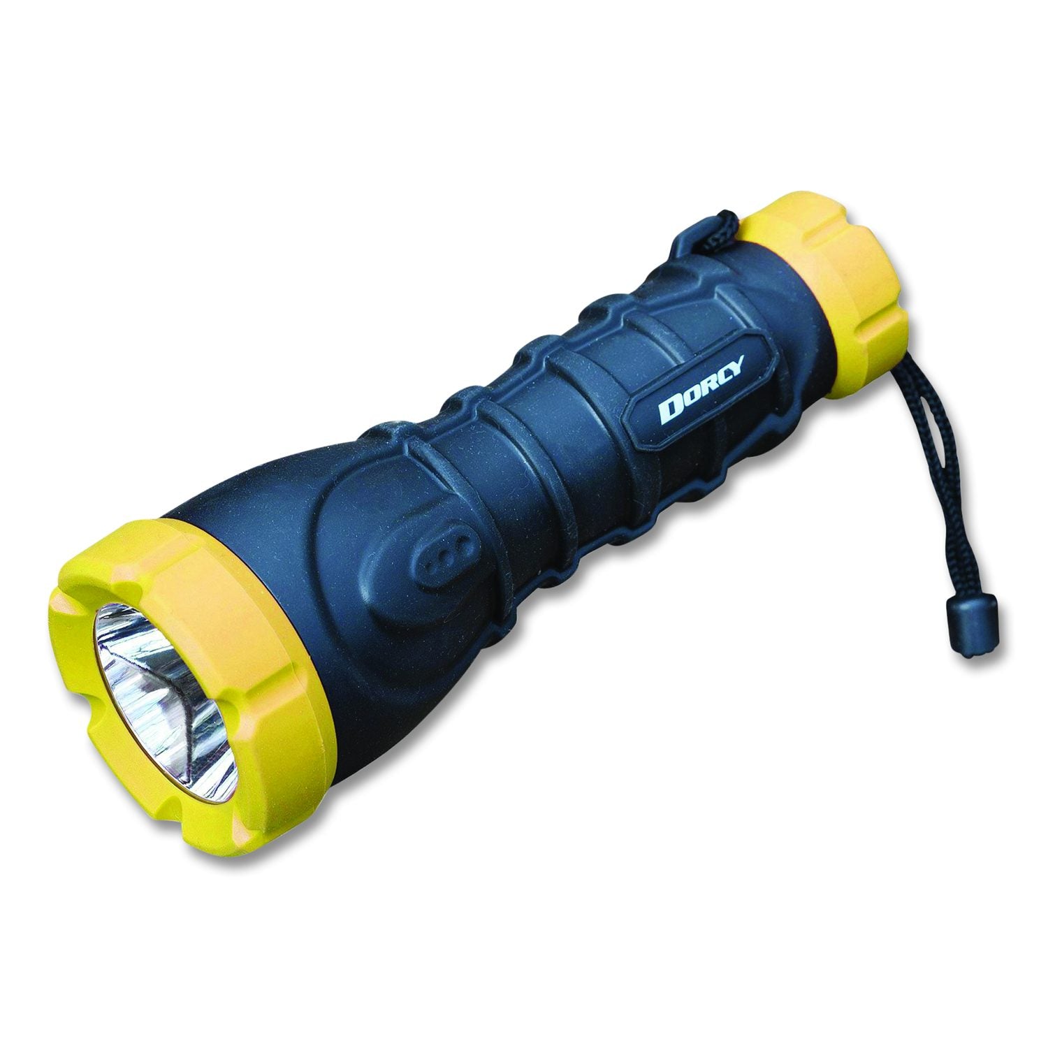 Durable Rubber Flashlight, 3 AA Batteries (Included), Black/Yellow