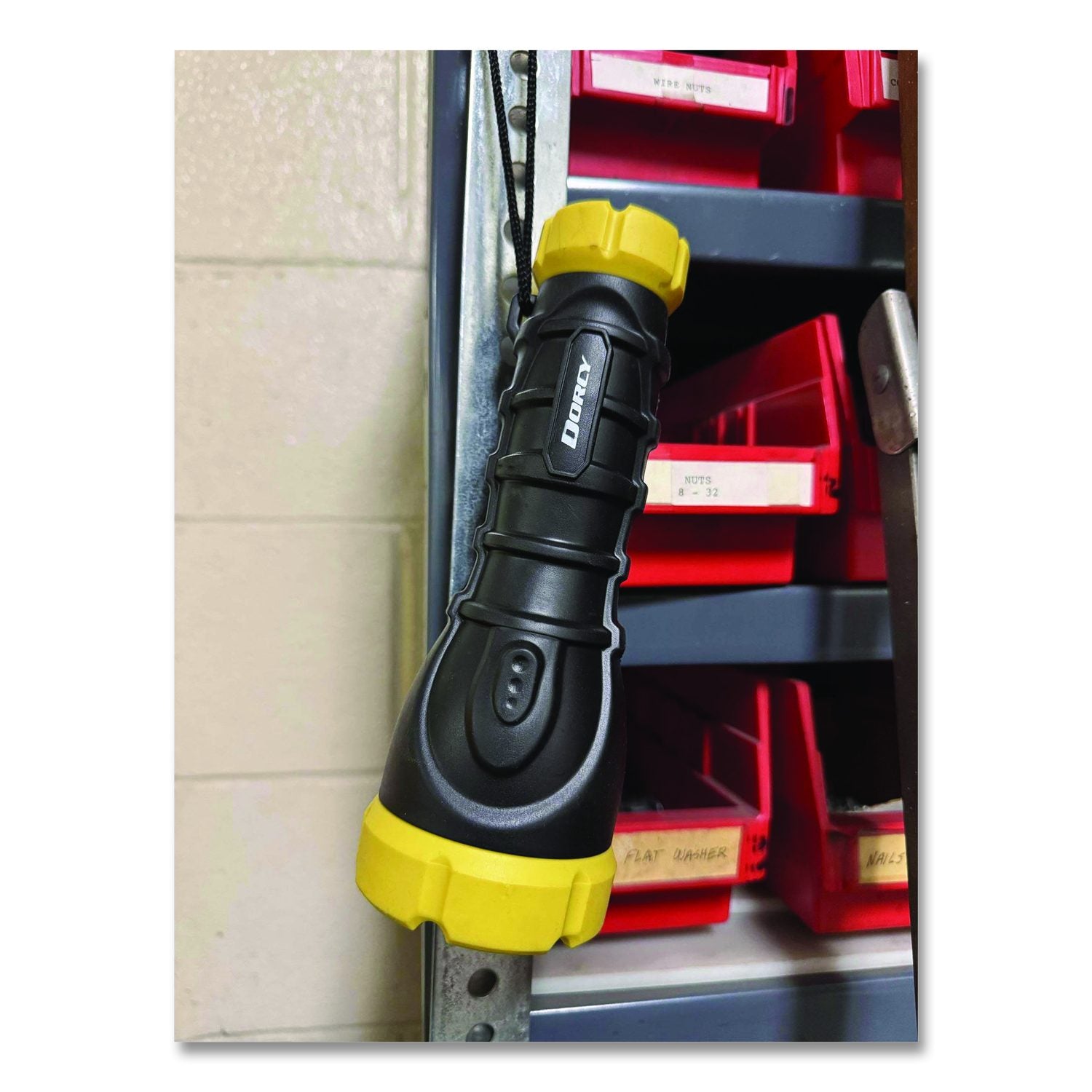 Durable Rubber Flashlight, 3 AA Batteries (Included), Black/Yellow