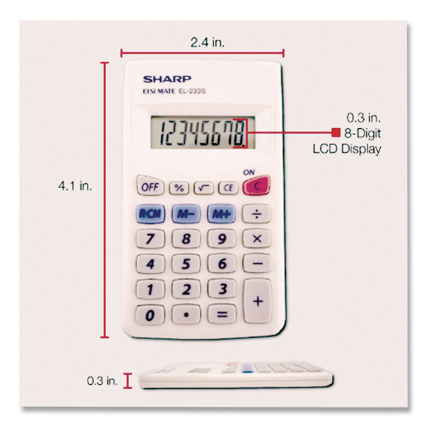 Elsi Mate EL233S 8-Digit Pocket Calculator, 8-Digit LCD Display, 160/Box