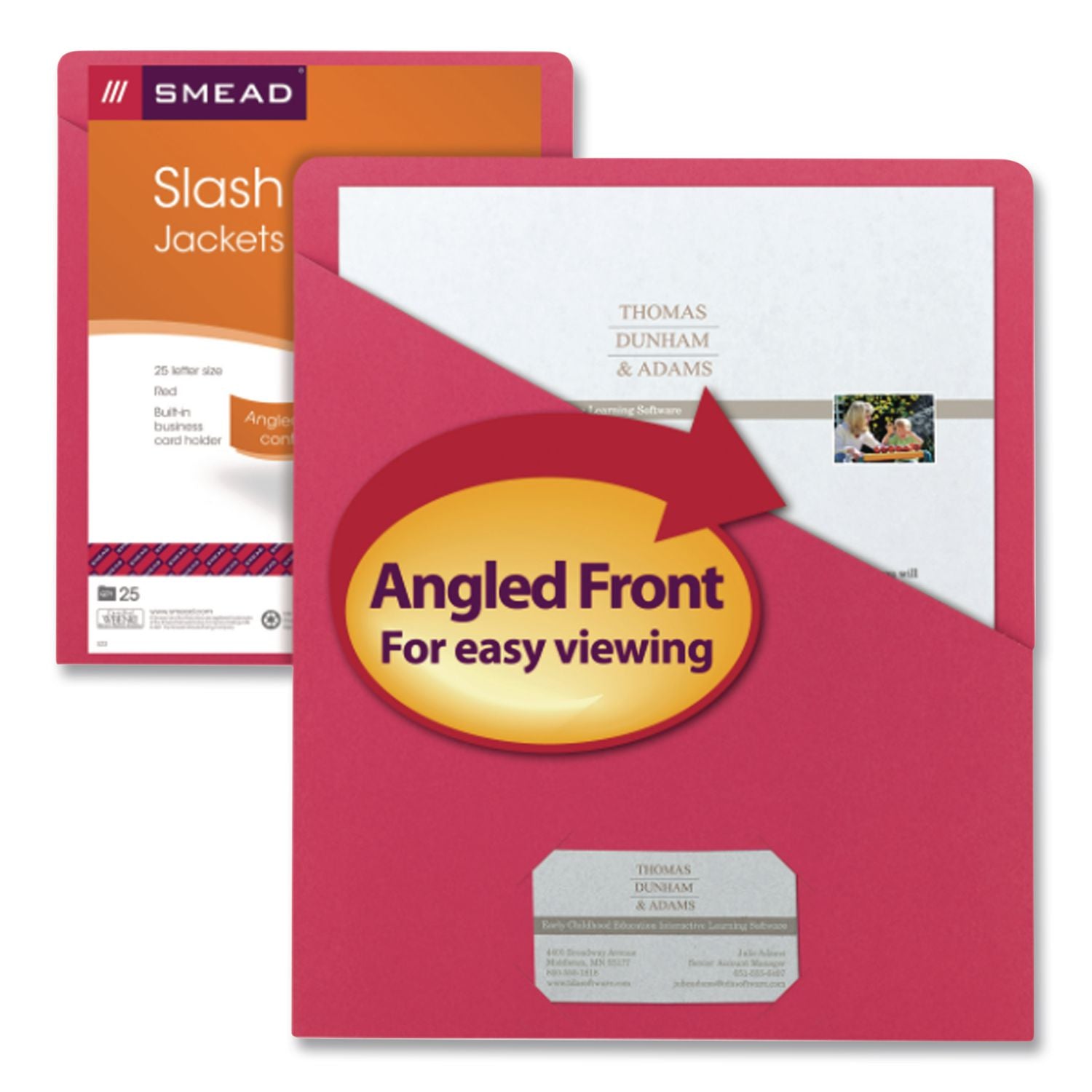 Organized Up Slash Jackets, Letter Size, Red, 25/Pack