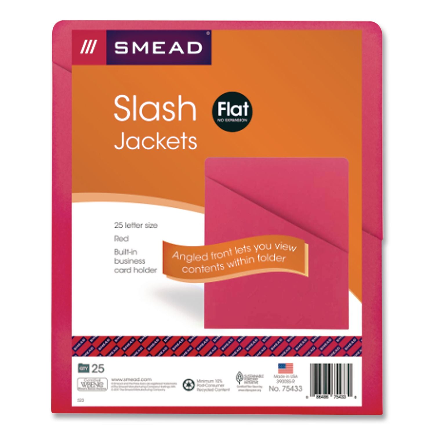 Organized Up Slash Jackets, Letter Size, Red, 25/Pack