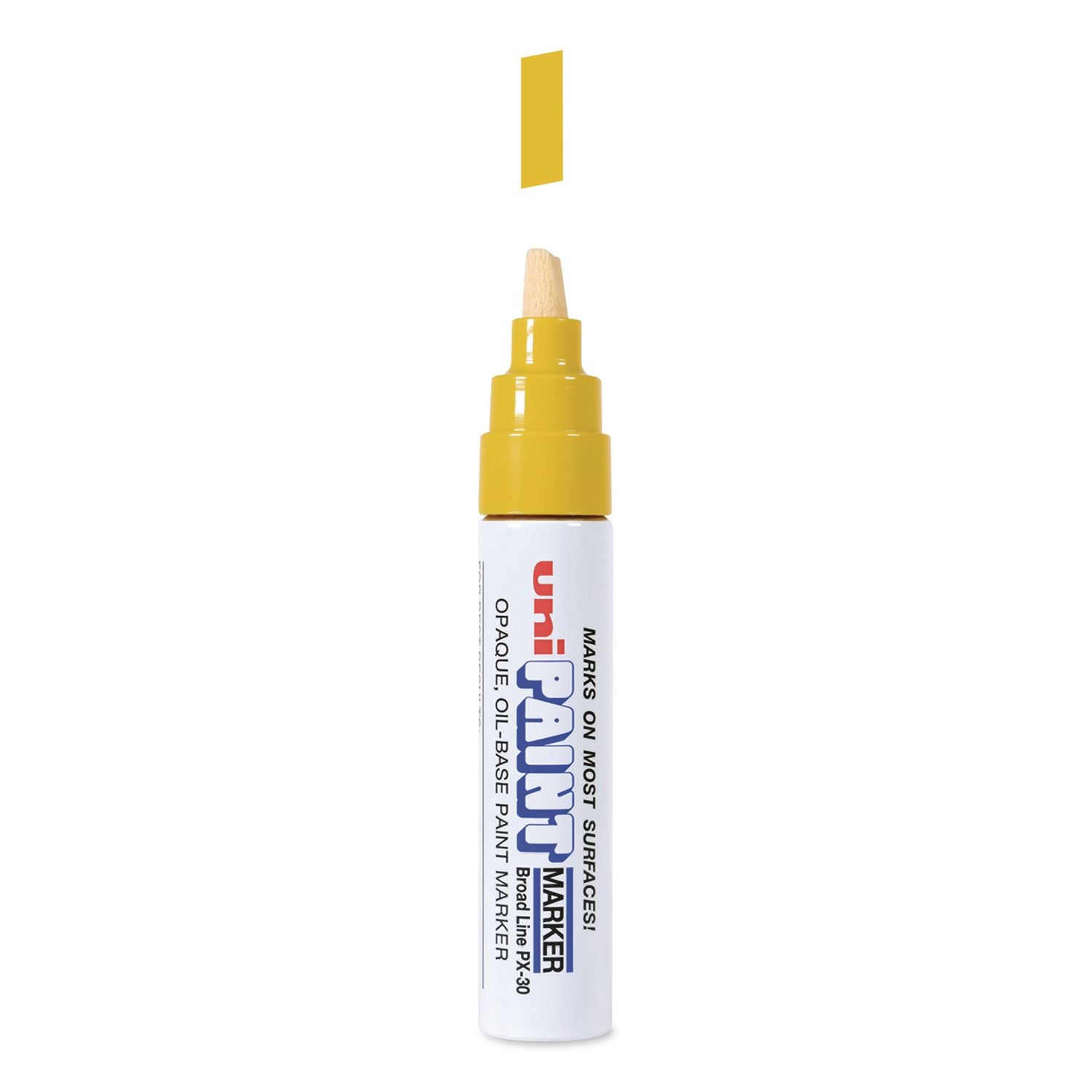 Permanent Marker, Broad Tip, Yellow, 6/Pack