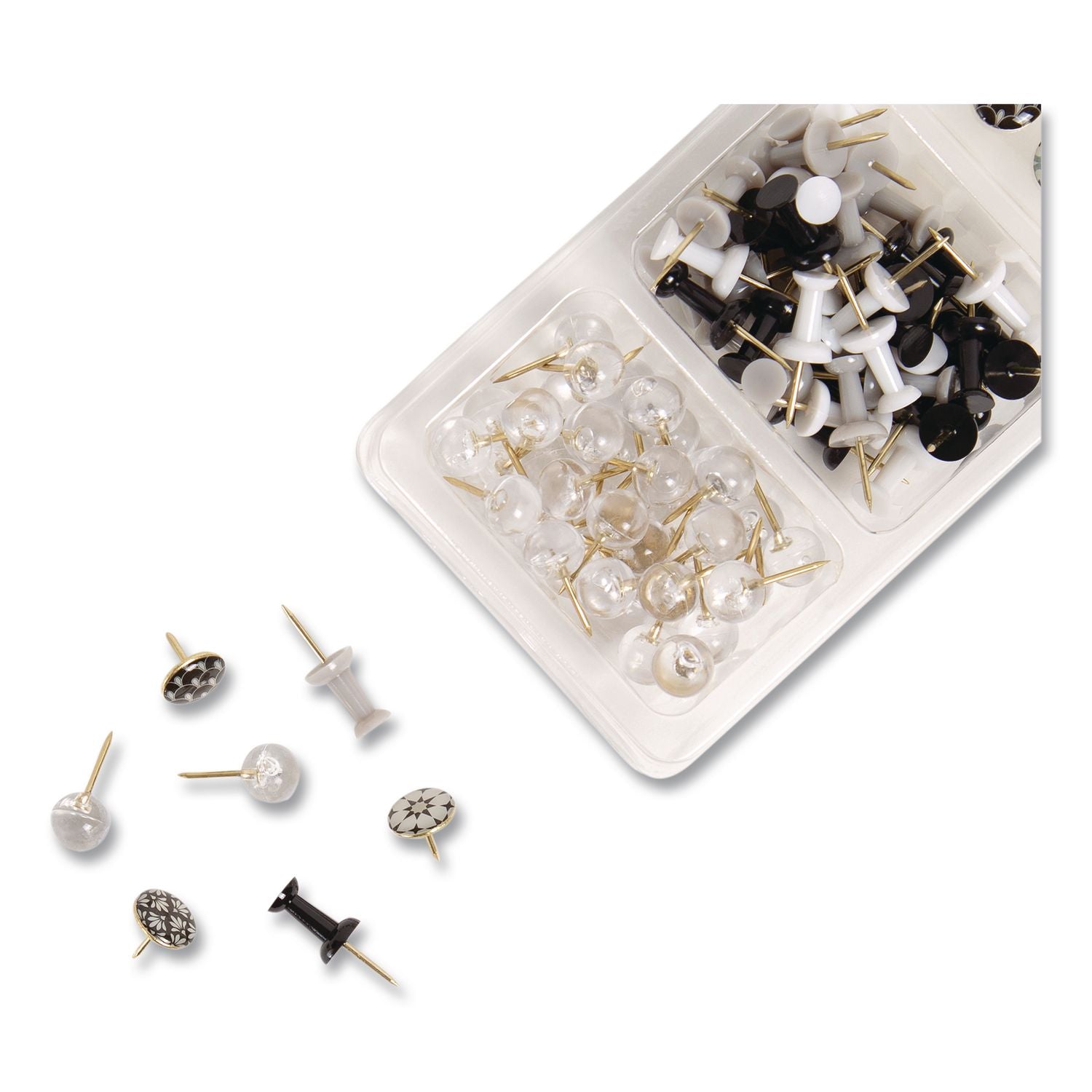 Moroccan Monochrome Push Pins, Assorted Colors, 100/Pack