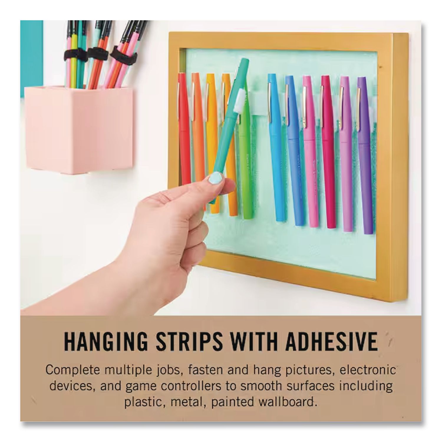 ECO Collection Hook-And-Loop Strips, 2.5" X 0.75", White, 8/Pack