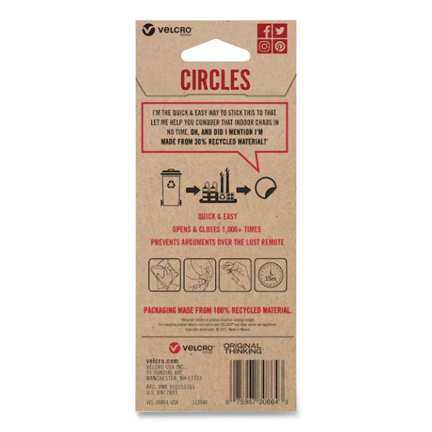 ECO Collection Dots Fastener, 0.75", White, 10/Pack