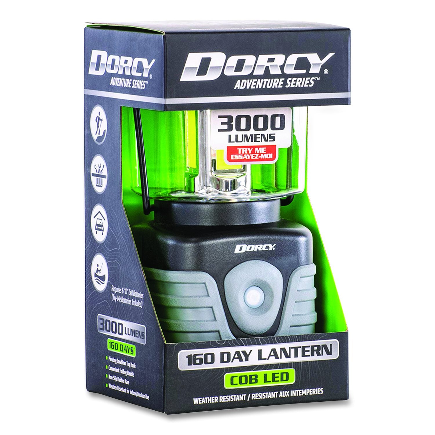 160 Day Adventure Max Lantern, 6 D Batteries (Included), Gray