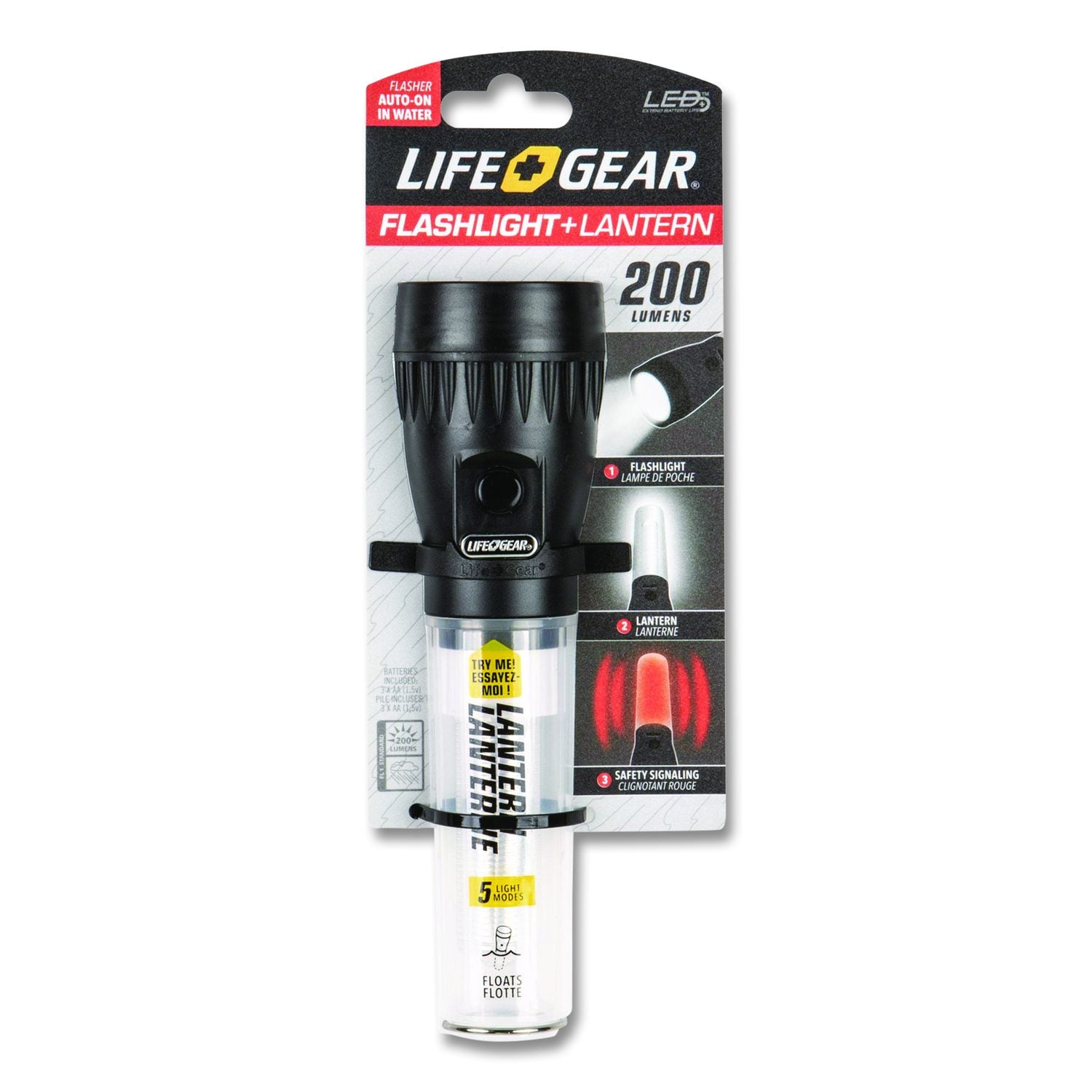 Stormproof AR Tech Flashlight And Lantern, 3 AA Batteries (Included), Black