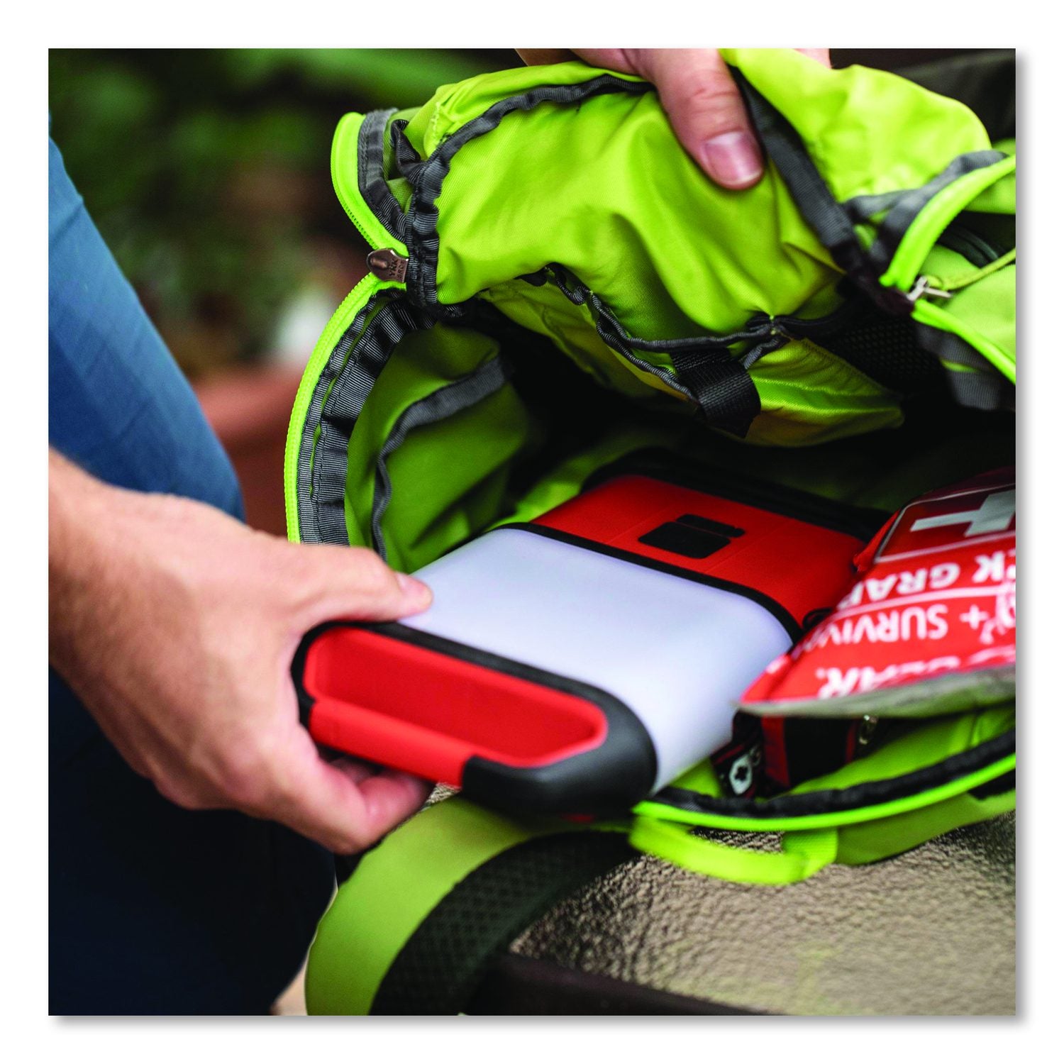 Lifegear Stormproof Stow Away Lantern, 4 AA Batteries (Included), Red