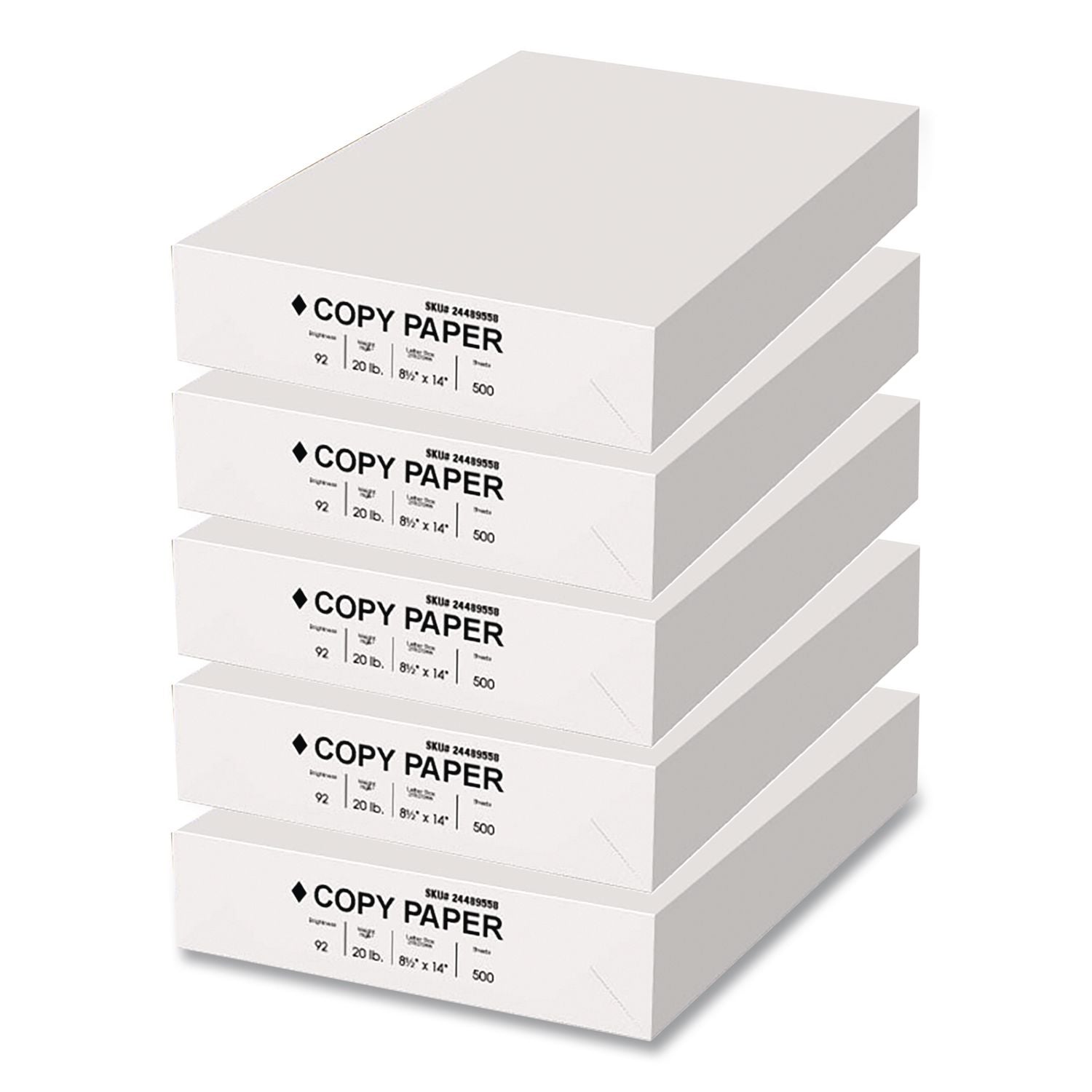 Copy Paper, 92 Bright, 20 Lb Bond Weight, 8.5 X 14, White, 500 Sheets/Ream, 5 Reams/Carton