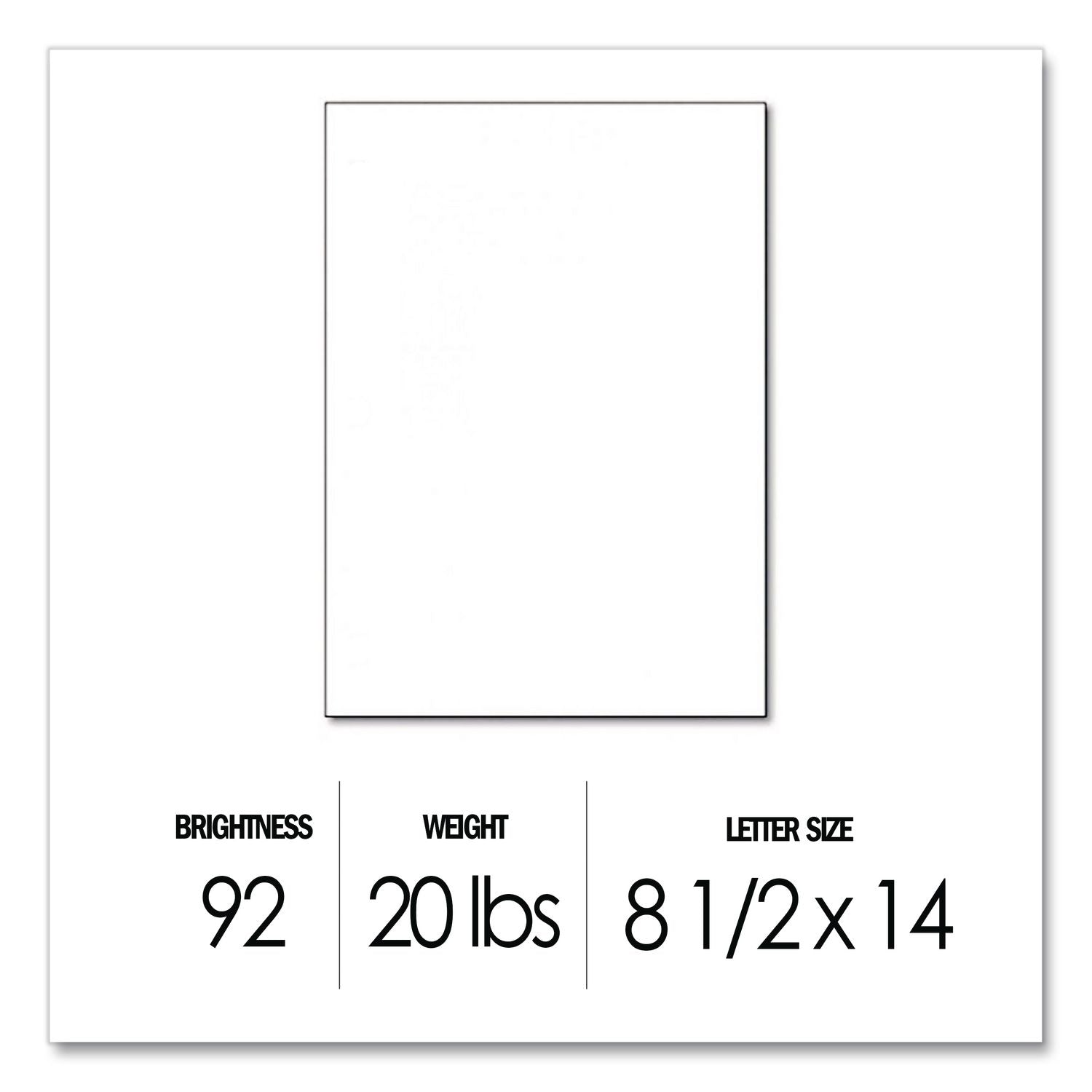 Copy Paper, 92 Bright, 20 Lb Bond Weight, 8.5 X 14, White, 500 Sheets/Ream, 5 Reams/Carton