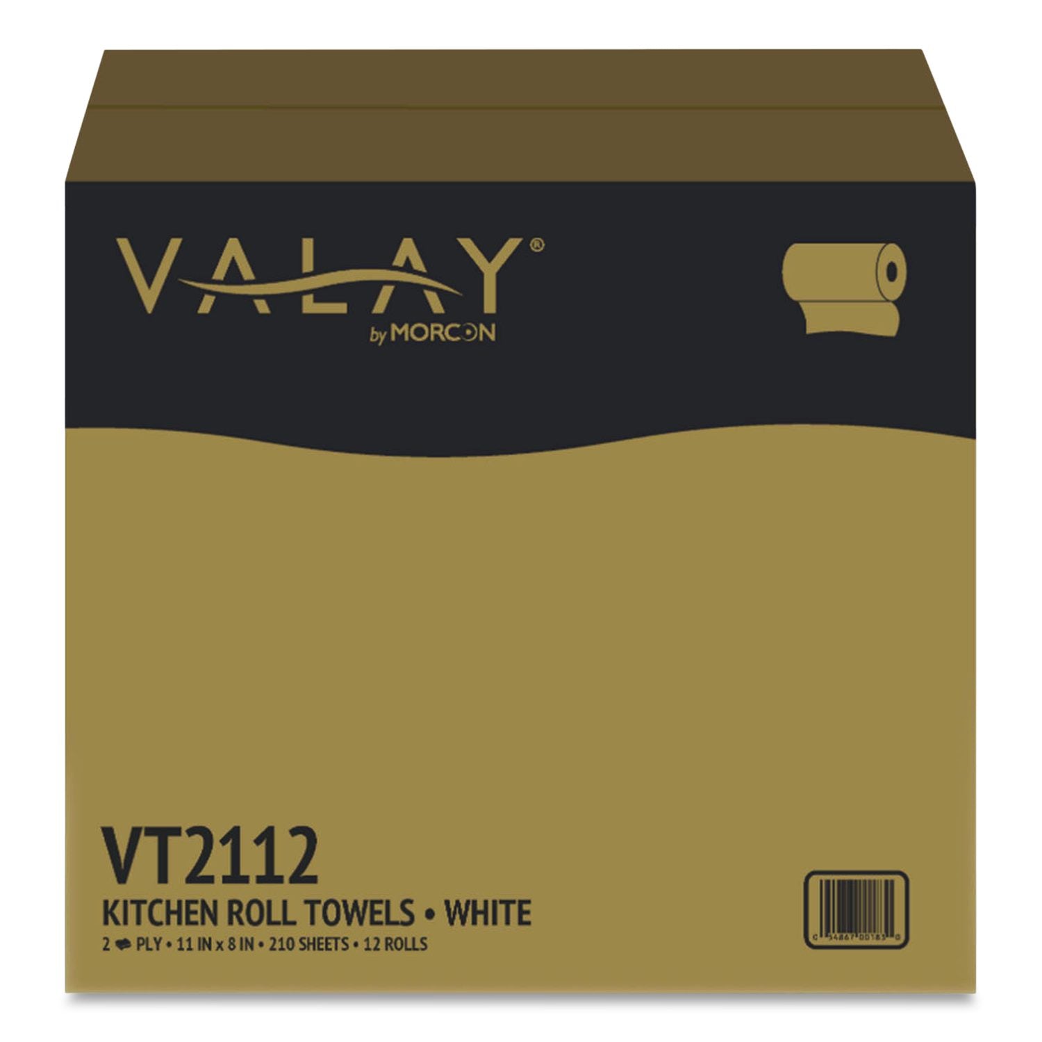 Kitchen Roll Towel, 2-Ply, 8 X 11, White, 210 Sheets/Roll, 12 Rolls/Carton