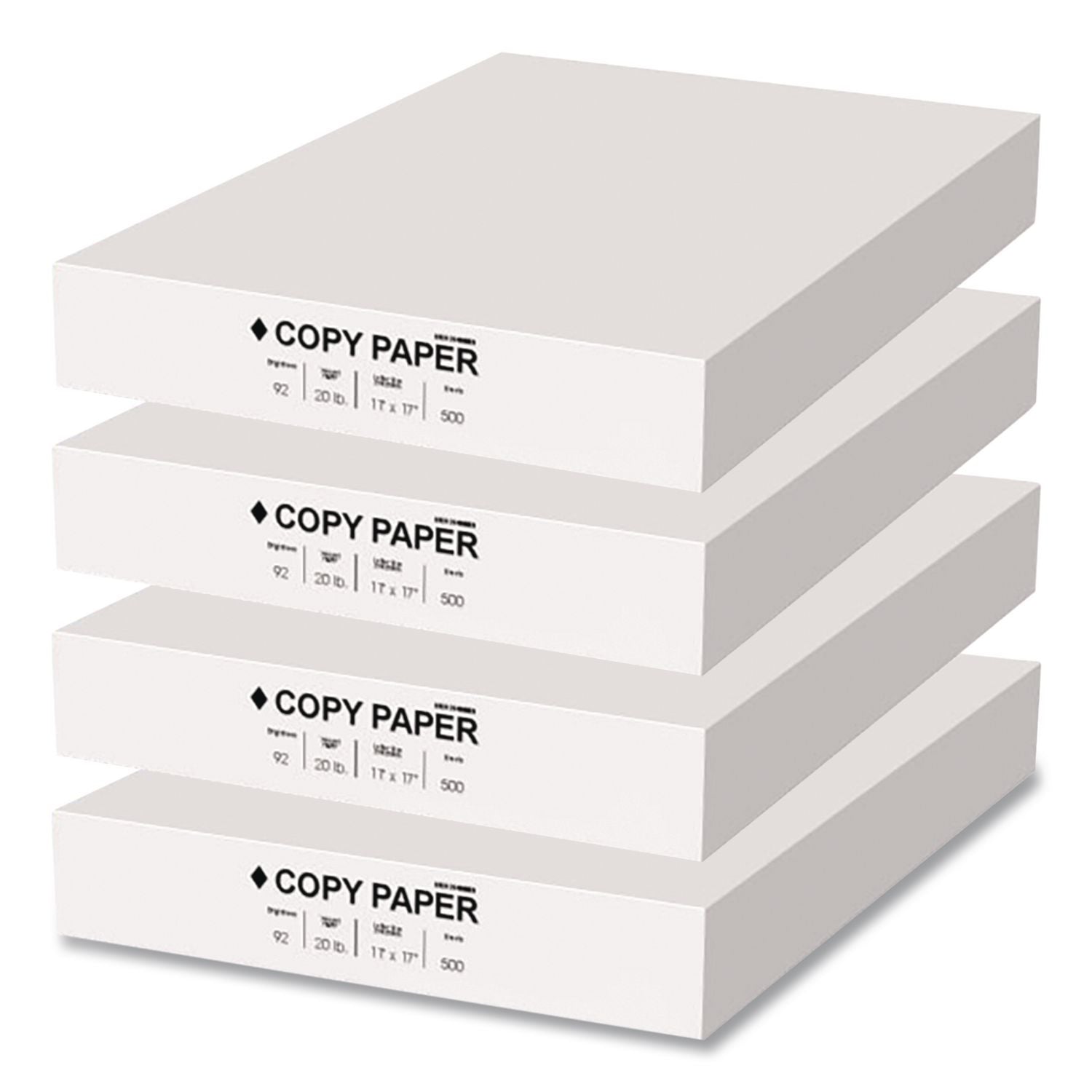 Copy Paper, 92 Bright, 20 Lb Bond Weight, 11 X 17, White, 500 Sheets/Ream, 4 Reams/Carton