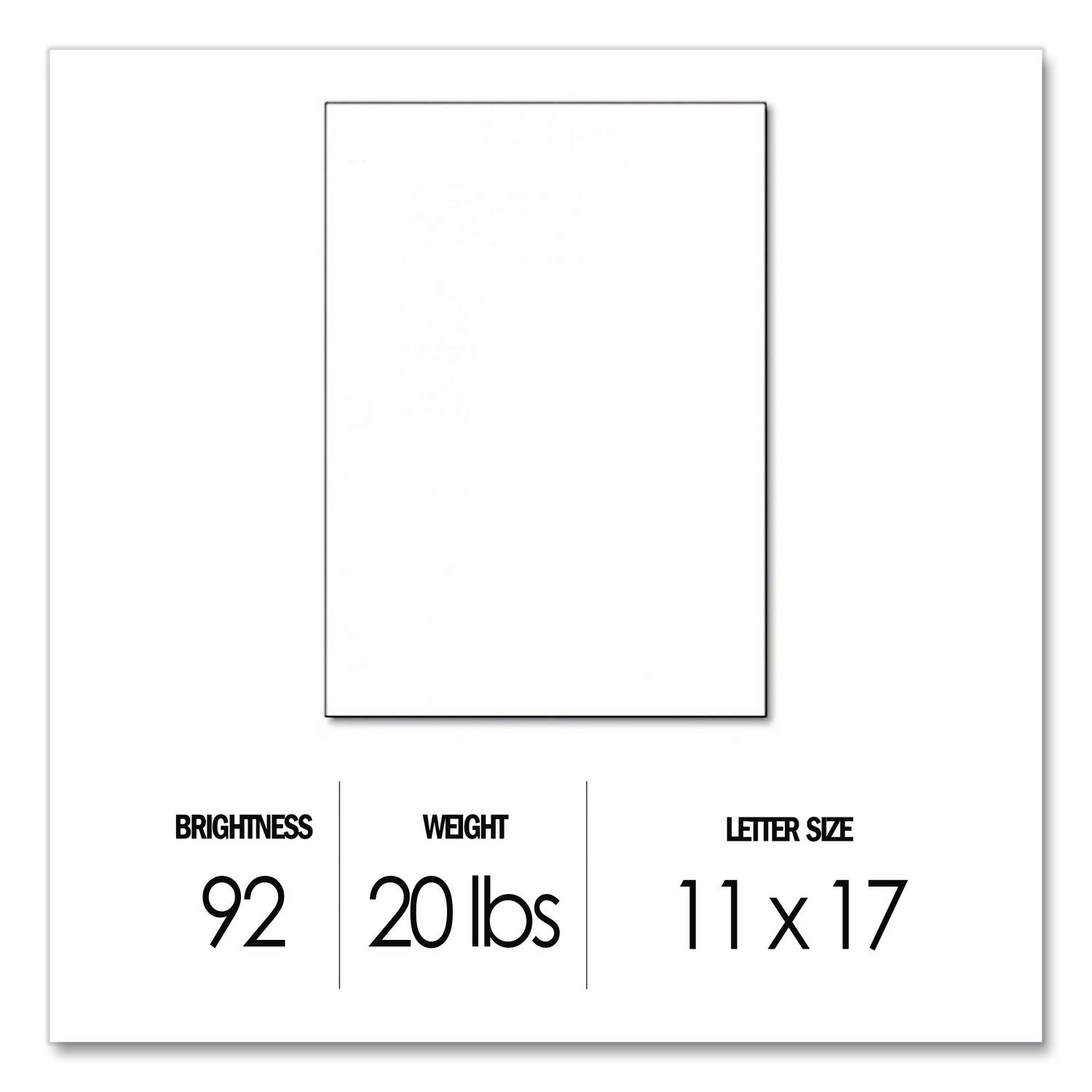 Copy Paper, 92 Bright, 20 Lb Bond Weight, 11 X 17, White, 500 Sheets/Ream, 4 Reams/Carton