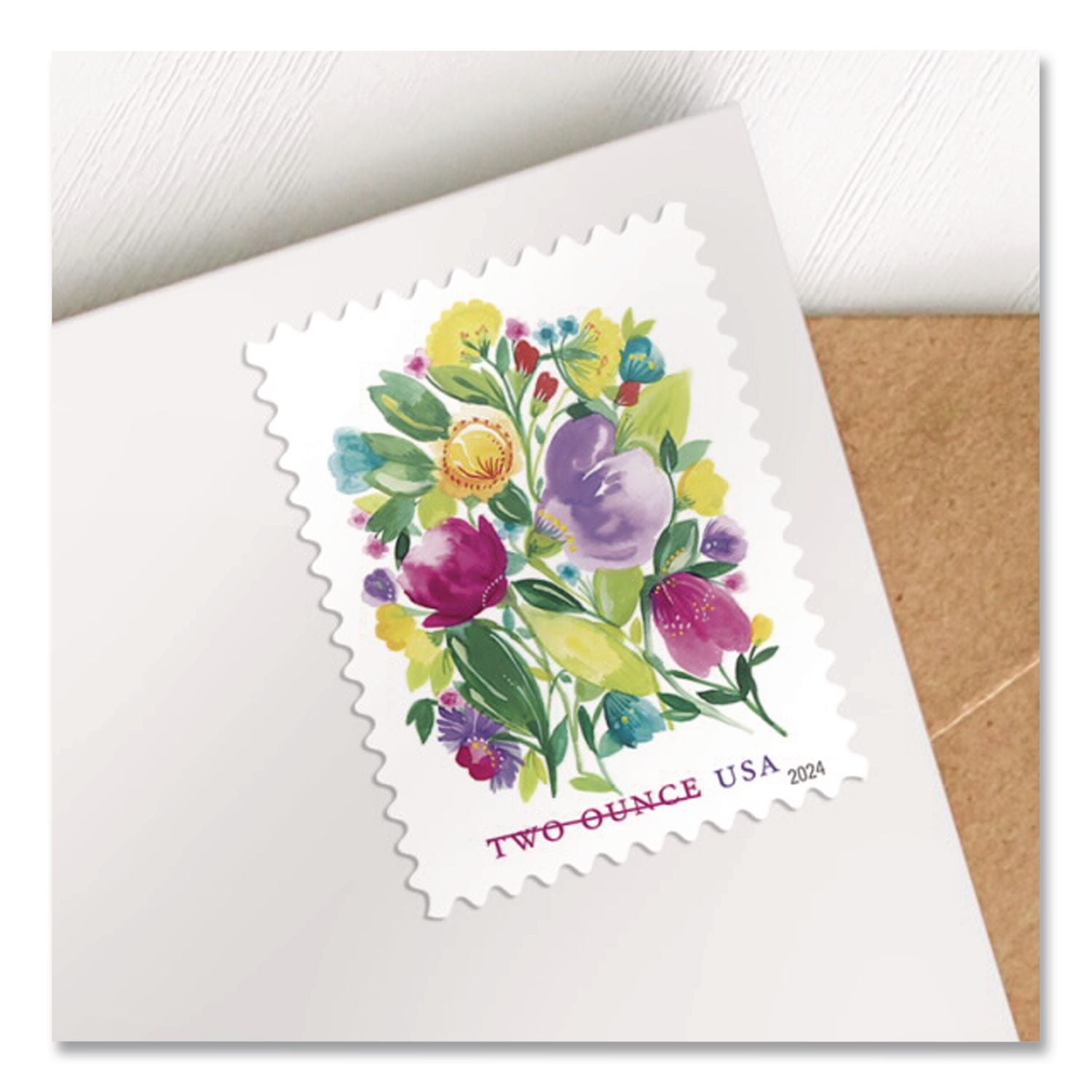 2 Oz First-Class Forever Stamps, Wedding Blooms, 100/Pack