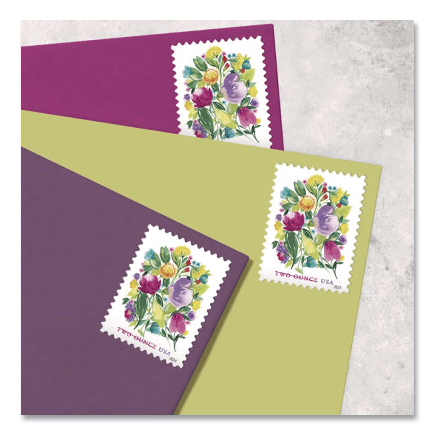 2 Oz First-Class Forever Stamps, Wedding Blooms, 20/Pack
