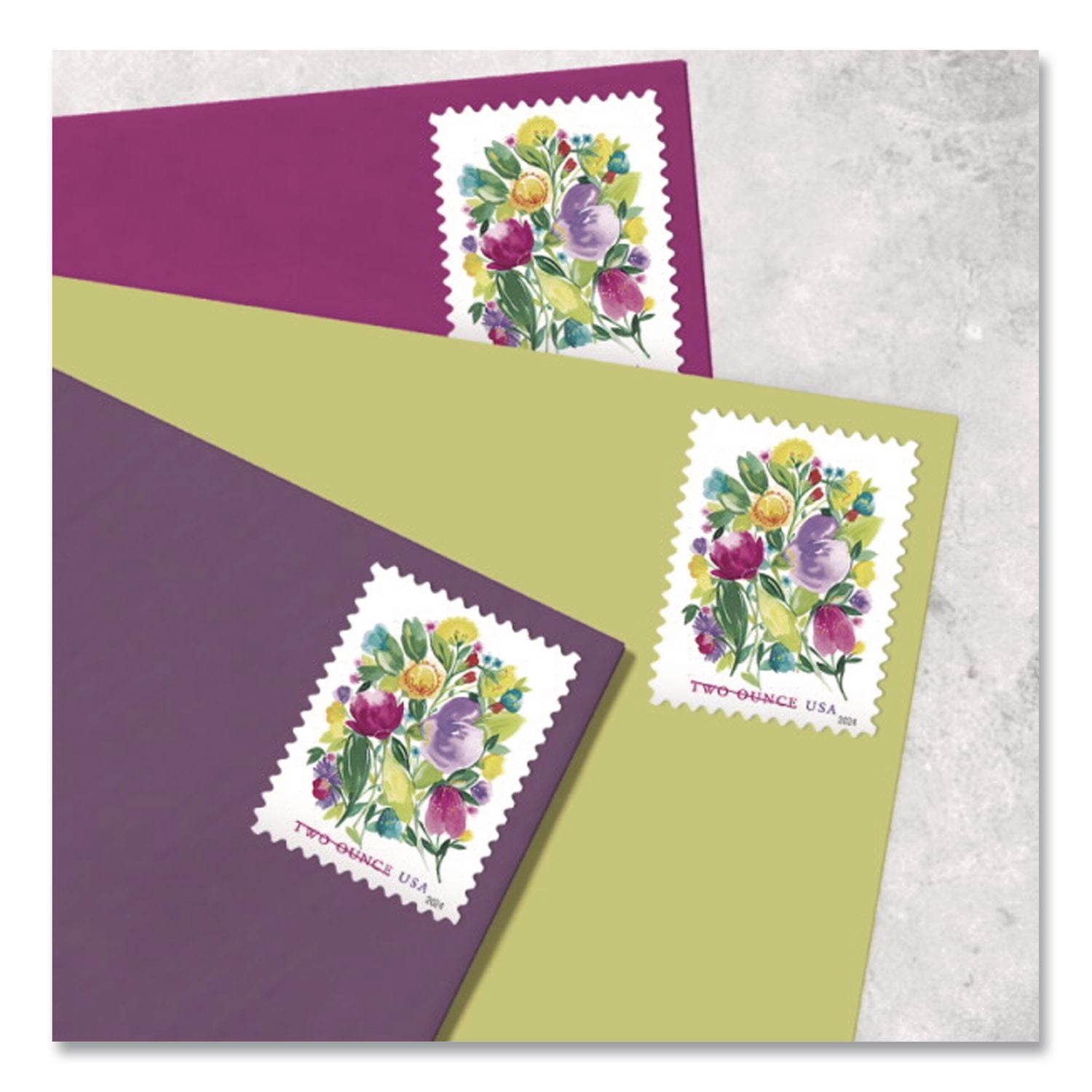 2 Oz First-Class Forever Stamps, Wedding Blooms, 100/Pack