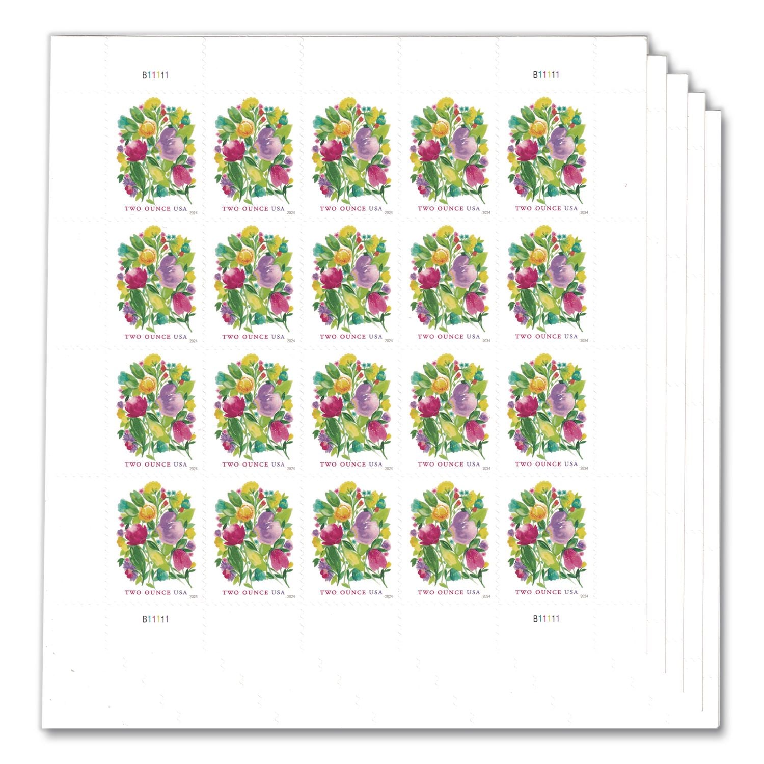 2 Oz First-Class Forever Stamps, Wedding Blooms, 100/Pack