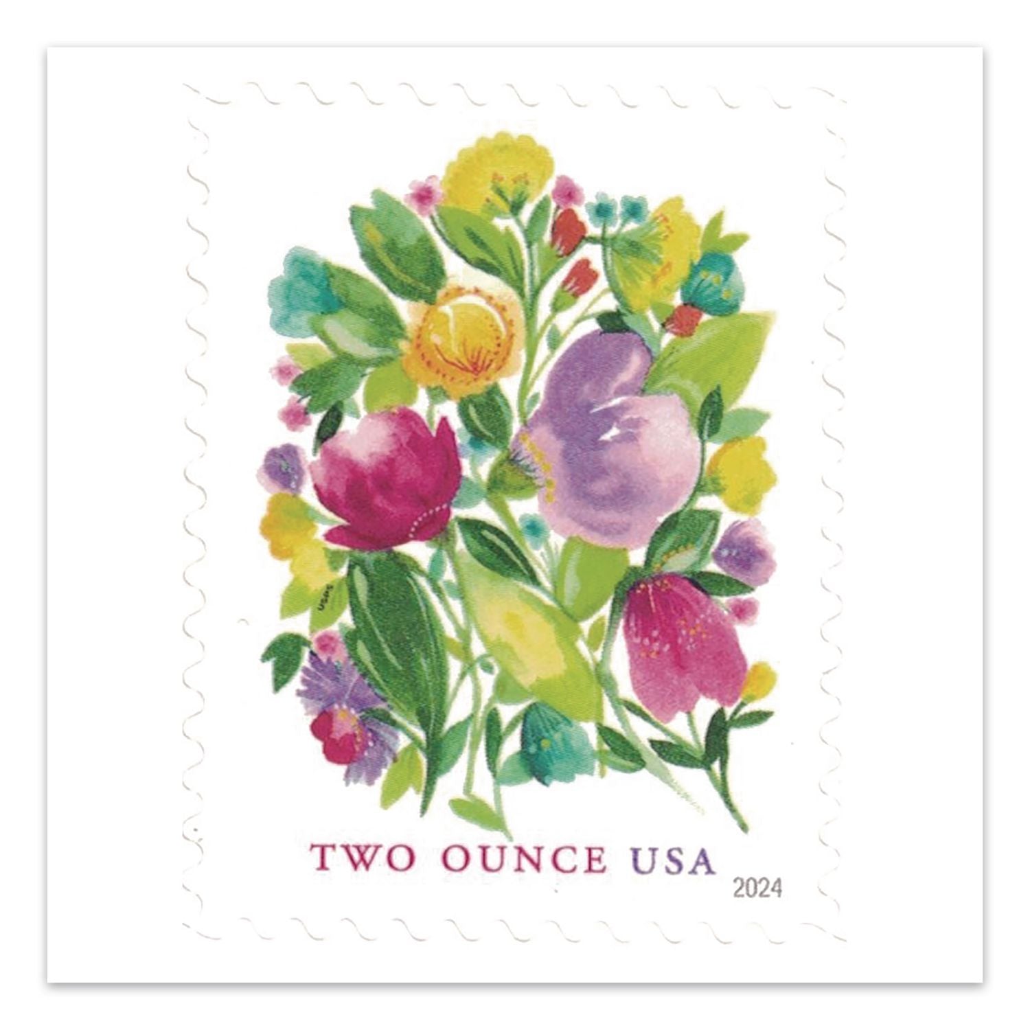 2 Oz First-Class Forever Stamps, Wedding Blooms, 20/Pack