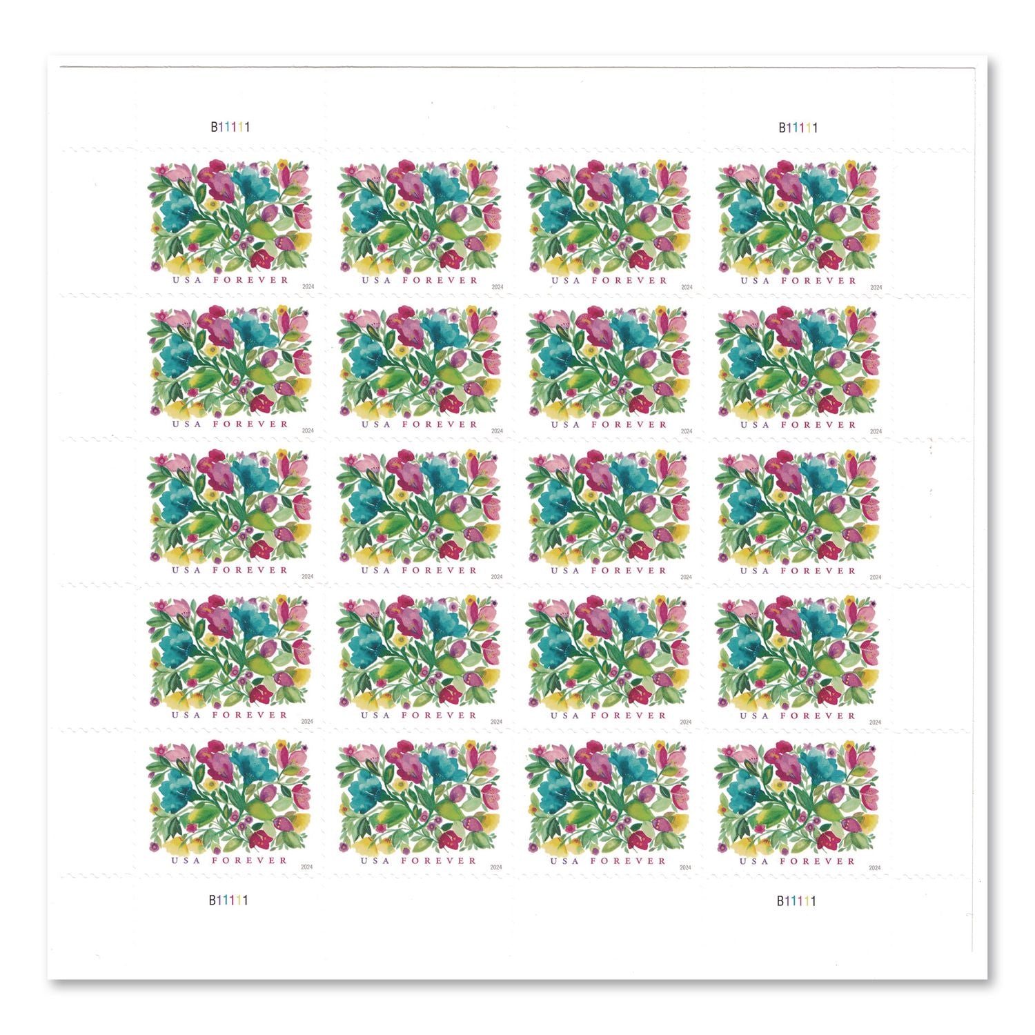 1 Oz First-Class Forever Stamps, Celebration Blooms, 20 Stamps