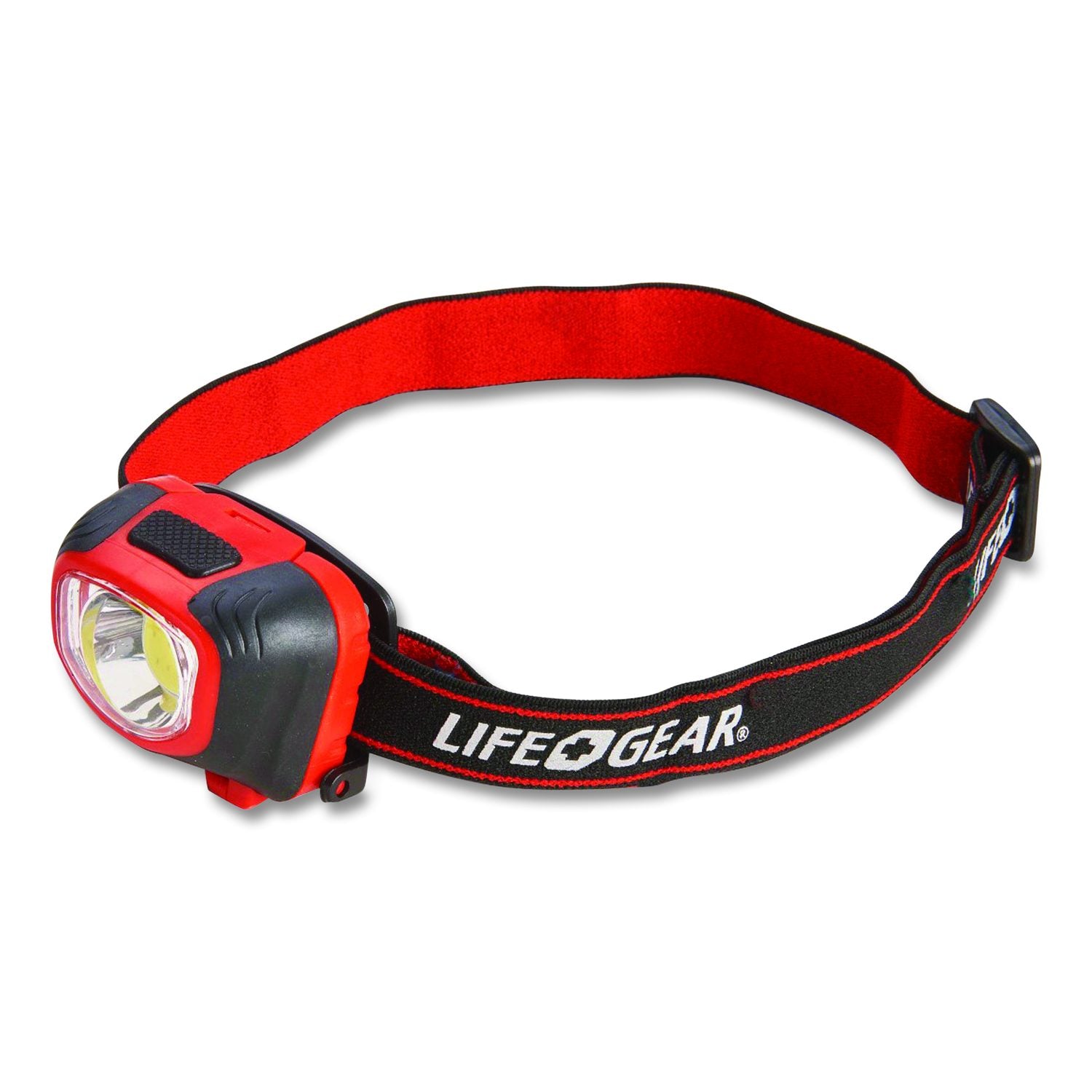 Lifegear Storm Proof Headlamp, 3 AAA Batteries (Included), Black/Red