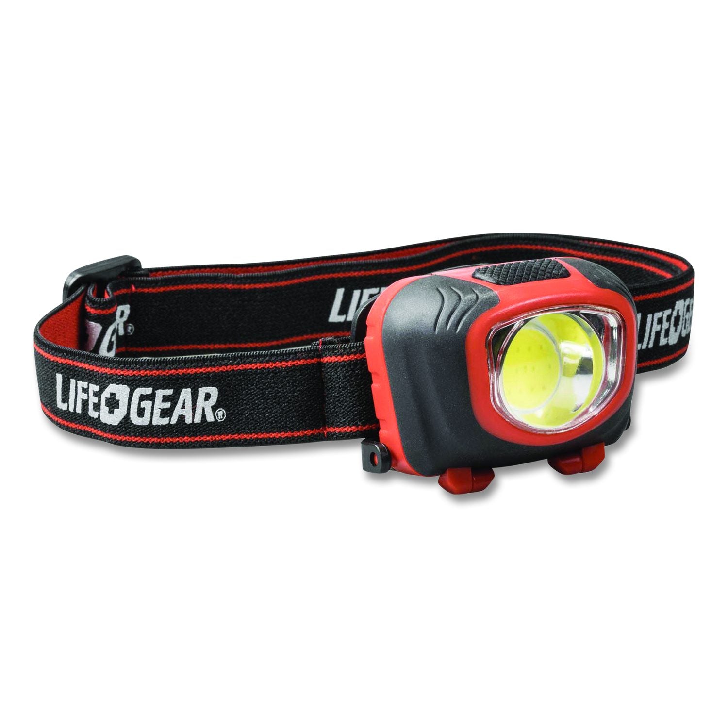 Lifegear Storm Proof Headlamp, 3 AAA Batteries (Included), Black/Red