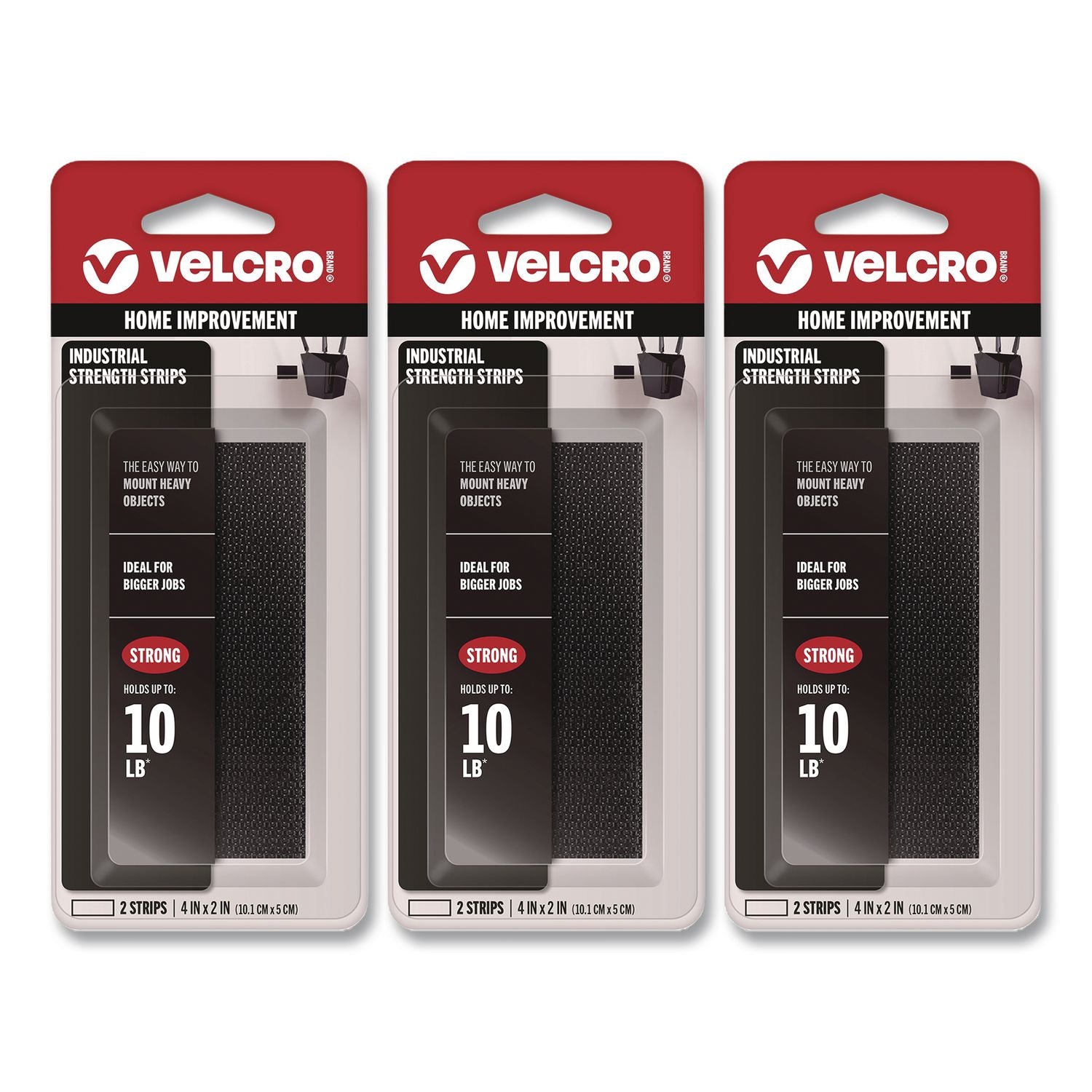 Industrial Strength Fastener, 2" X 4", 2 Strips/Pack, 6 Packs/Box