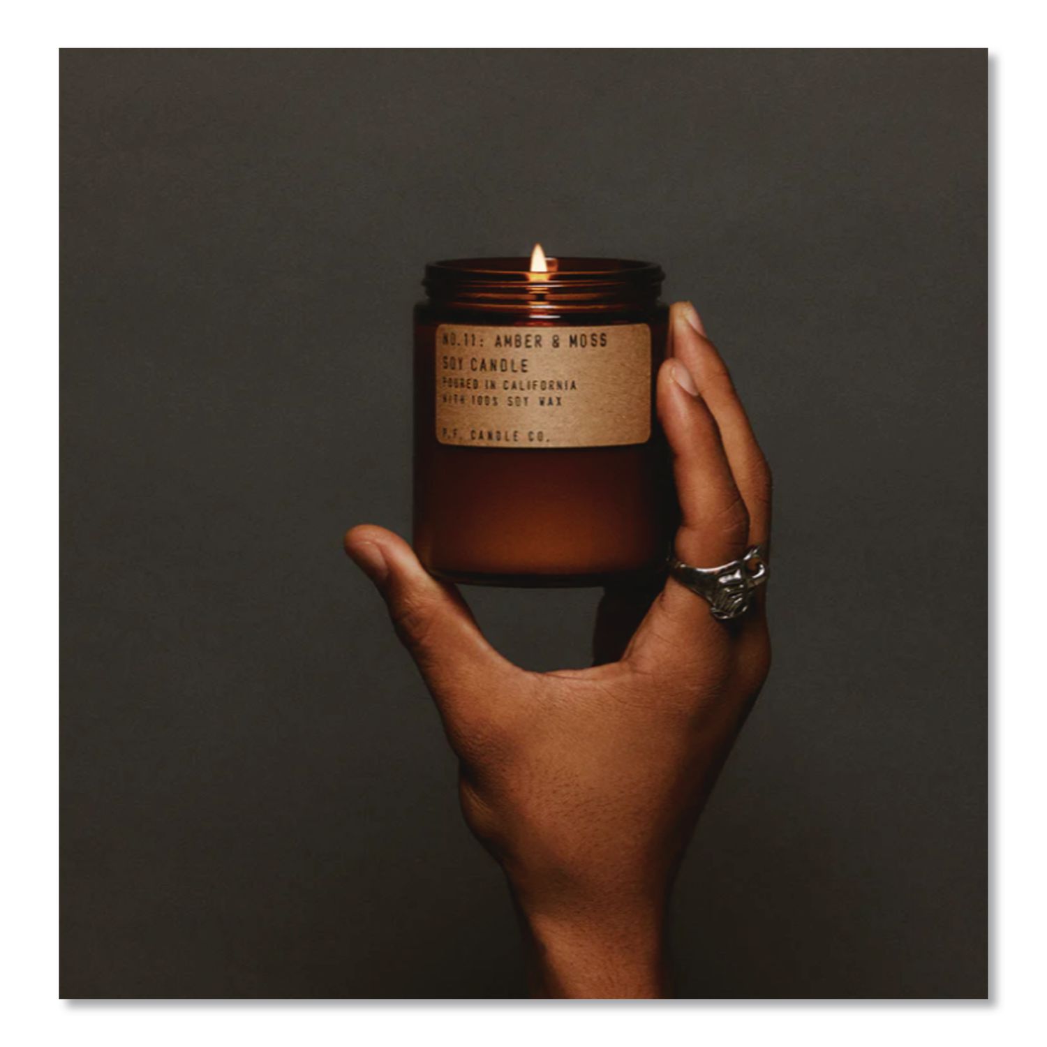 Soy Jar Candle, Amber And Moss, 50 Hour Burn Time, 7.2 Oz, Amber