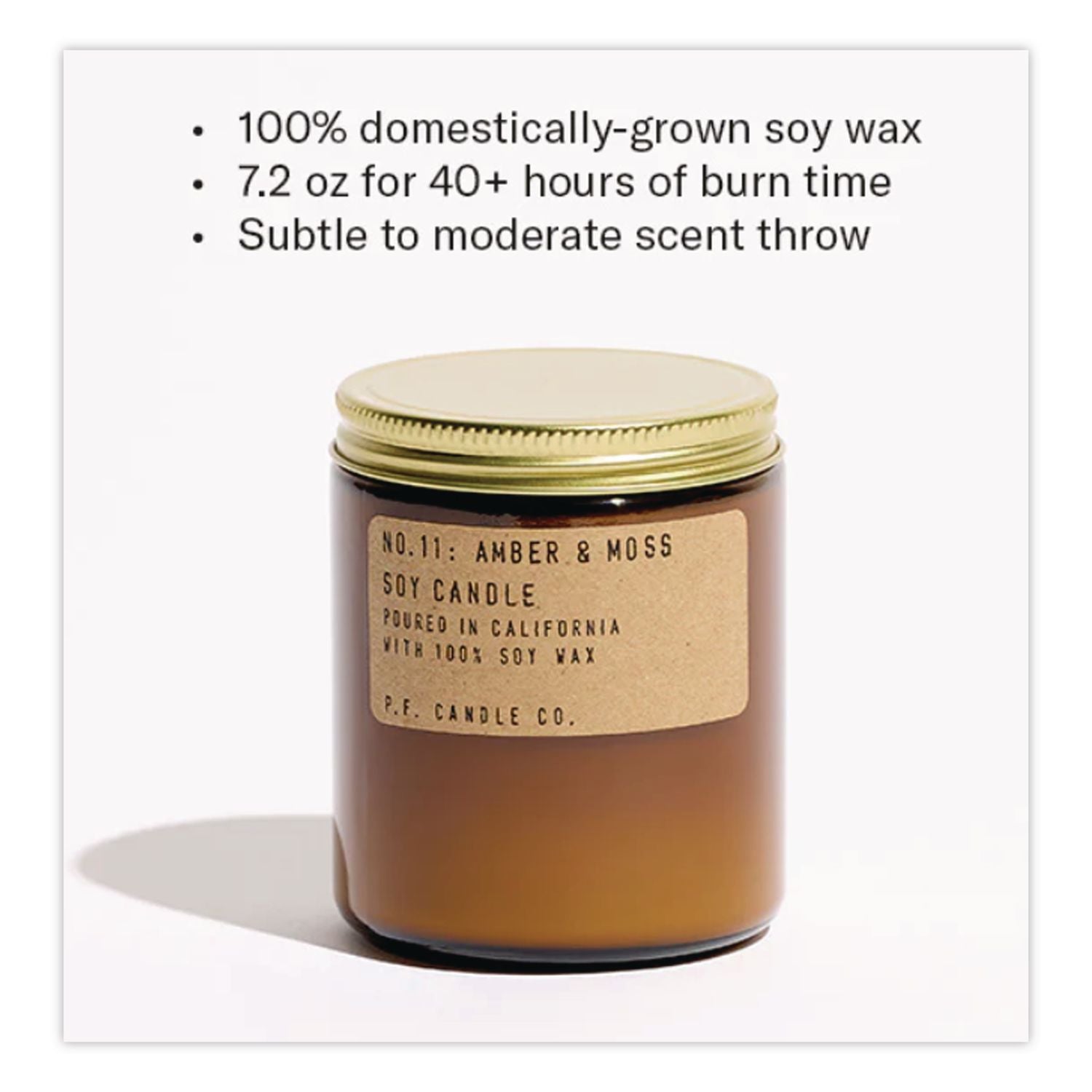 Soy Jar Candle, Amber And Moss, 50 Hour Burn Time, 7.2 Oz, Amber
