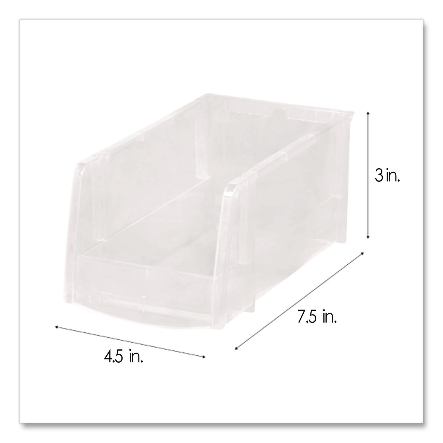 Stackable Storage Bin, 0.38 L, 3 X 4.5 X 7.5, Clear
