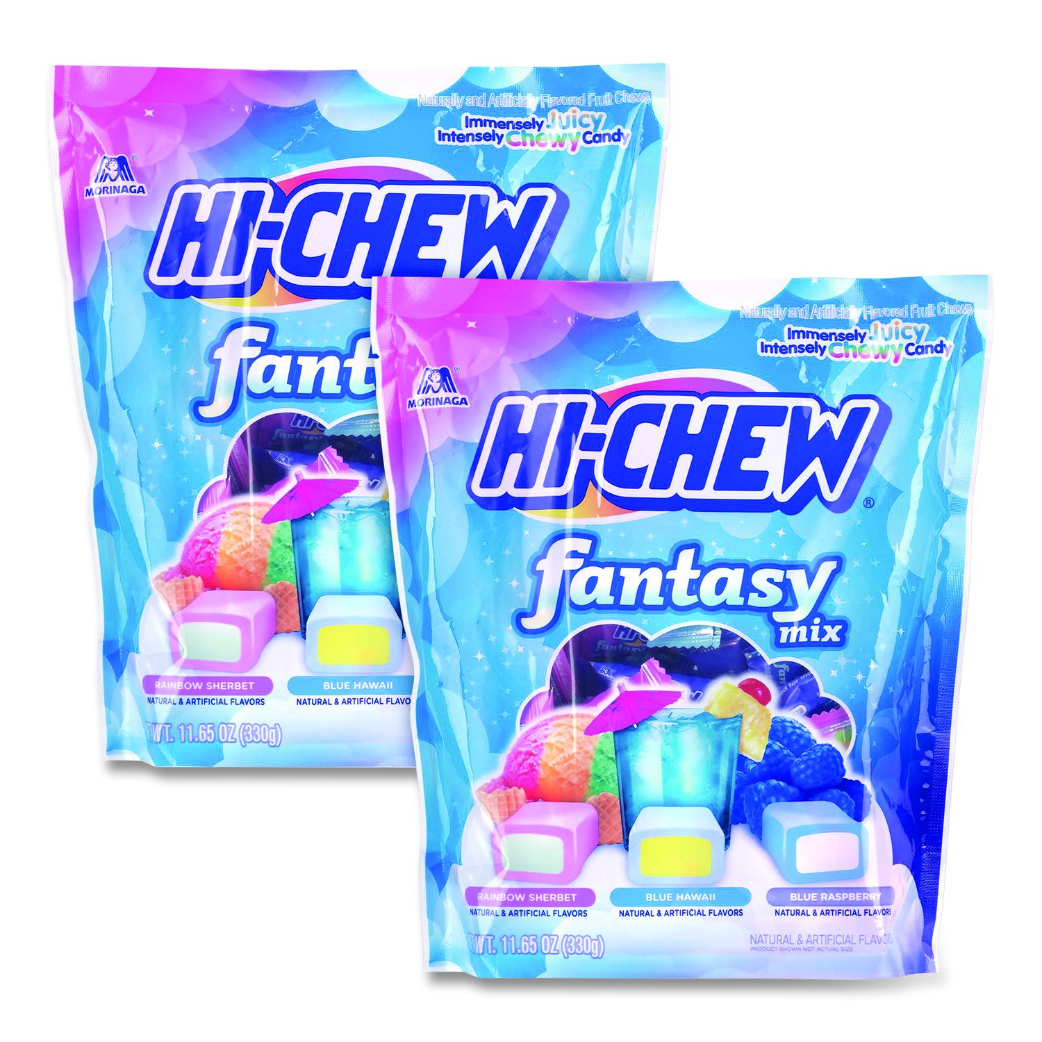 Stand Up Pouch Fantasy Mix, Rainbow Sherbet/Blue Hawaii/Blue Raspberry, 11.65 Oz Pouch, 2/Carton