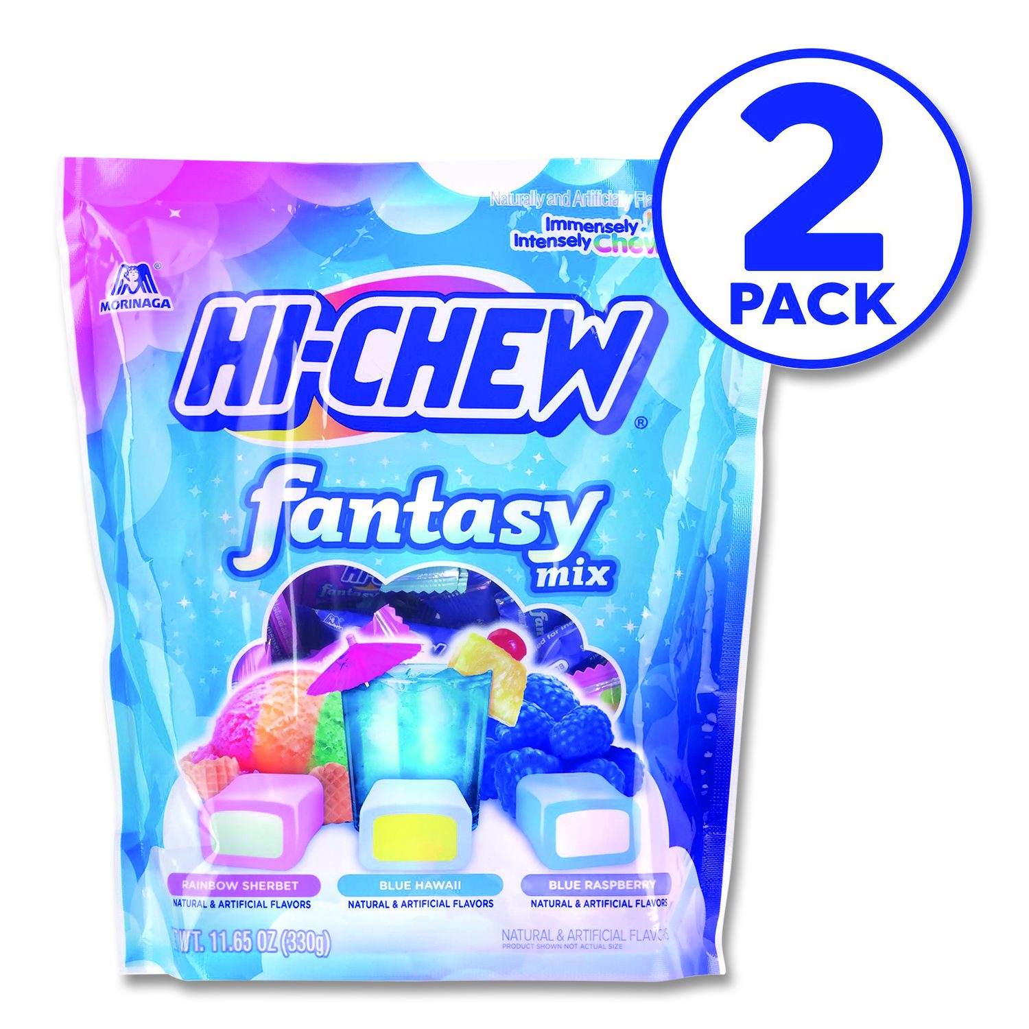 Stand Up Pouch Fantasy Mix, Rainbow Sherbet/Blue Hawaii/Blue Raspberry, 11.65 Oz Pouch, 2/Carton