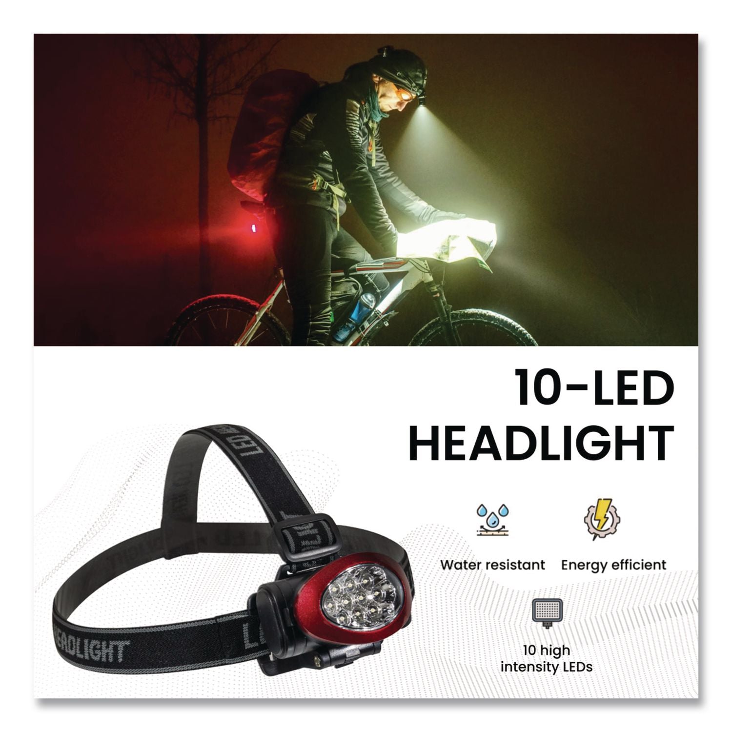 LED Headlights, 3 AAA Batteries (Included), Red