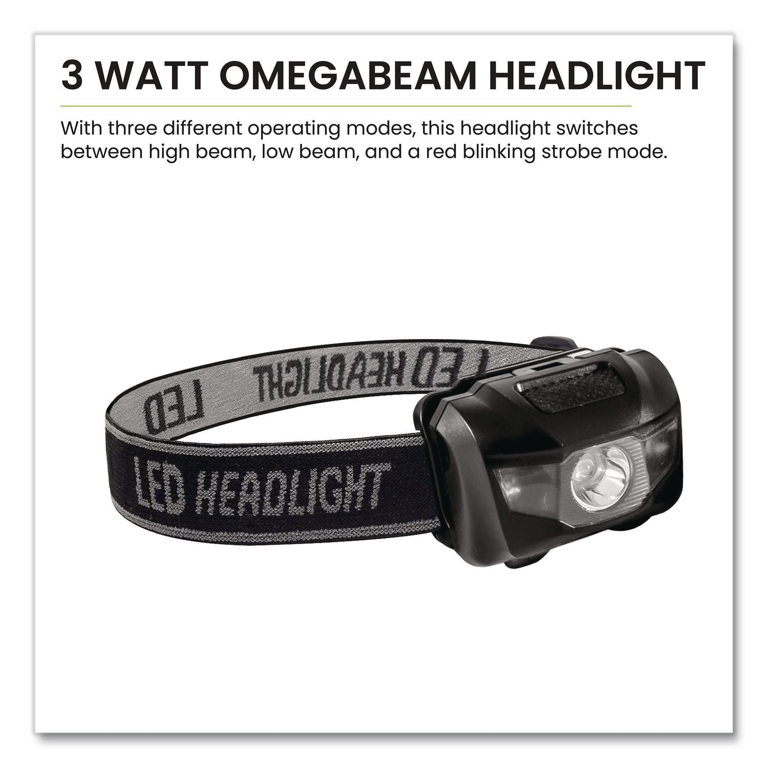 LED Headlights, 3 AAA Batteries (Included), Black