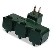 3-Outlet Tri Tap Adapter With Covers, 3 Outlets, Green