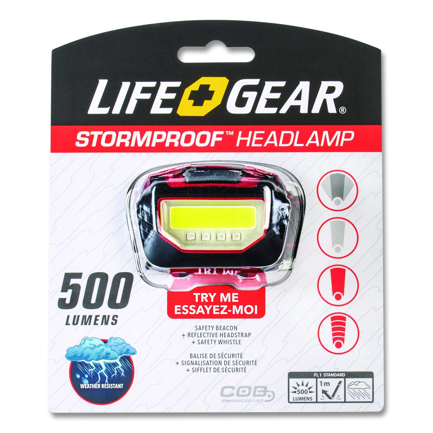 Lifegear Stormproof Multi Mode LED Headlamp, 3 AAA Batteries (Included), Black