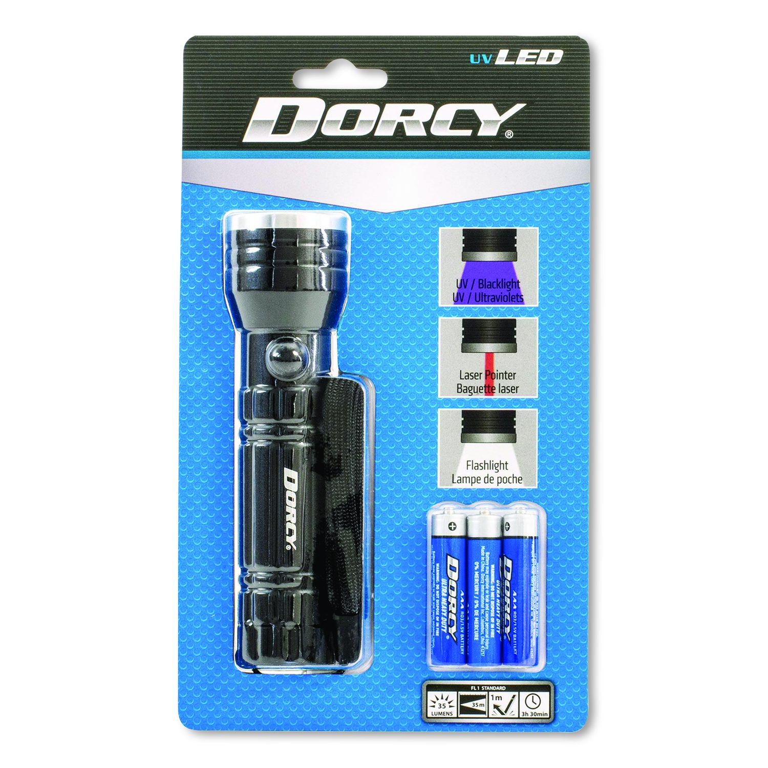 UV Laser Flashlight, 3 AAA Batteries (Included), Black