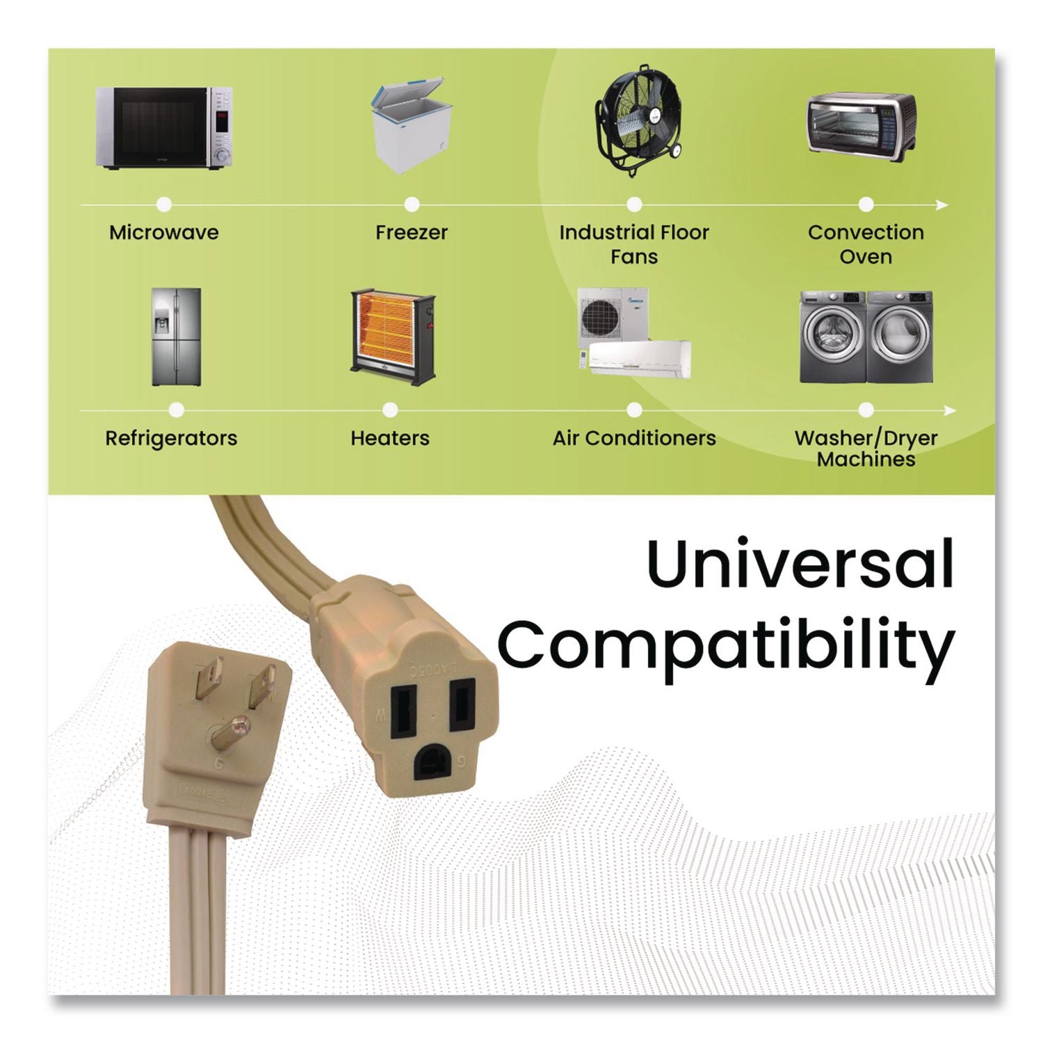 Appliance Cords, 6 Ft, 15 A, Beige