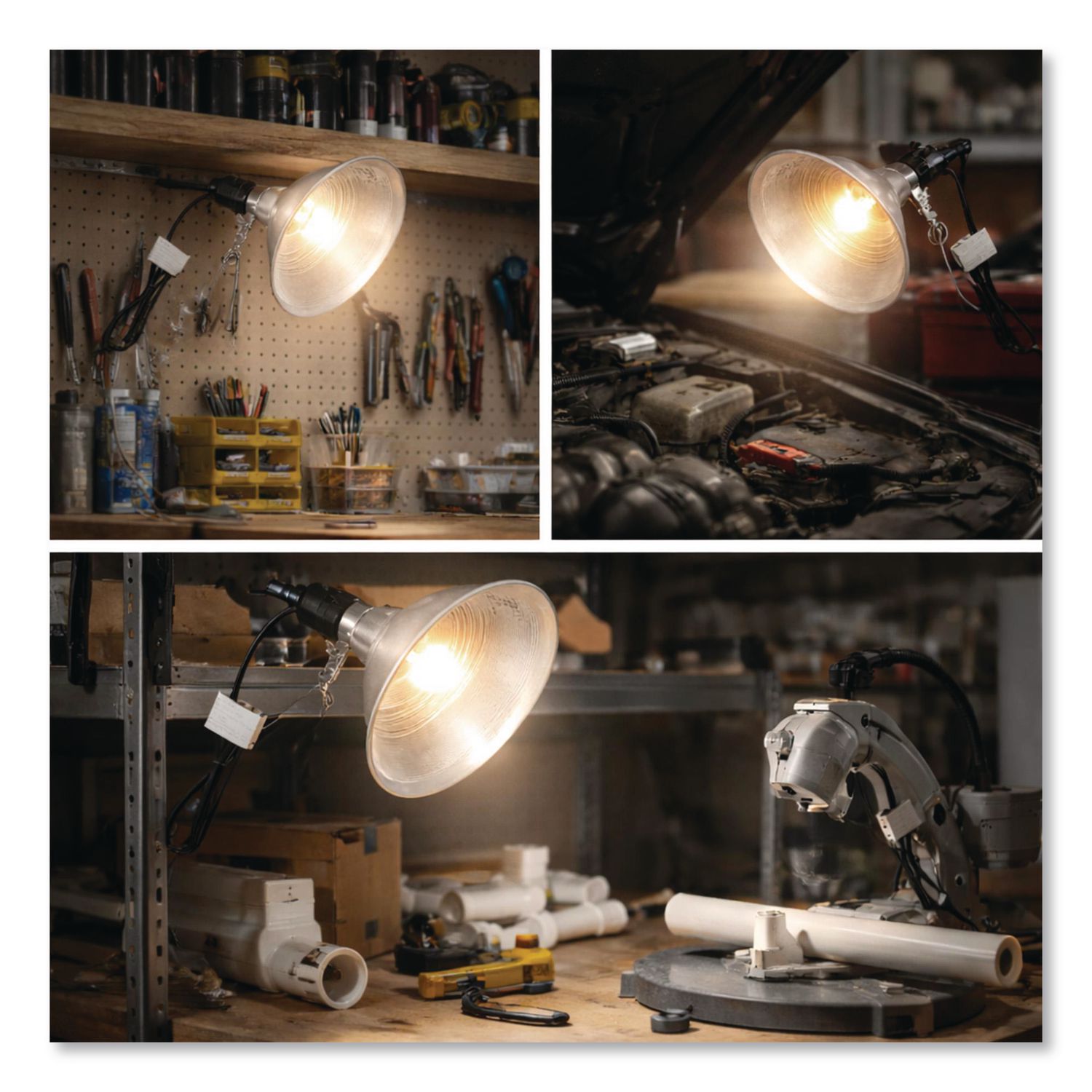 Clamp Lights, E26 Bulb, 7 X 8.5 X 8.5, Gray