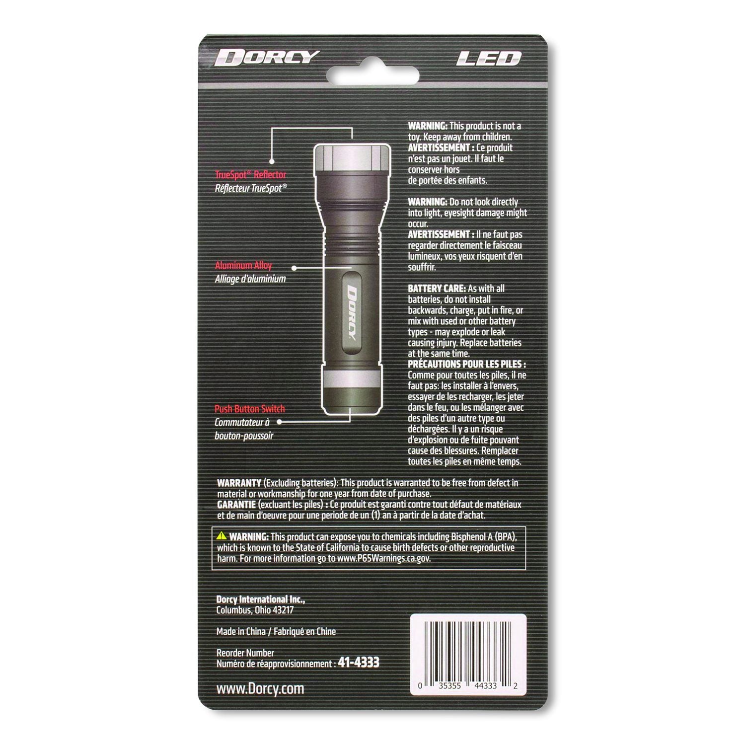 Ultra HD Aluminum Flashlight, 3 AAA Batteries (Included) Black