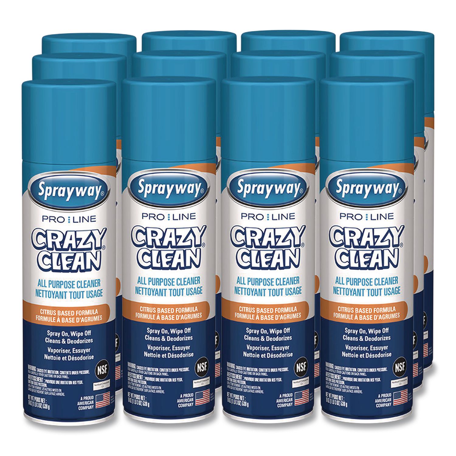Orange Citrus Crazy Clean, Orange Scent, 19 Oz Aerosol Spray, Dozen