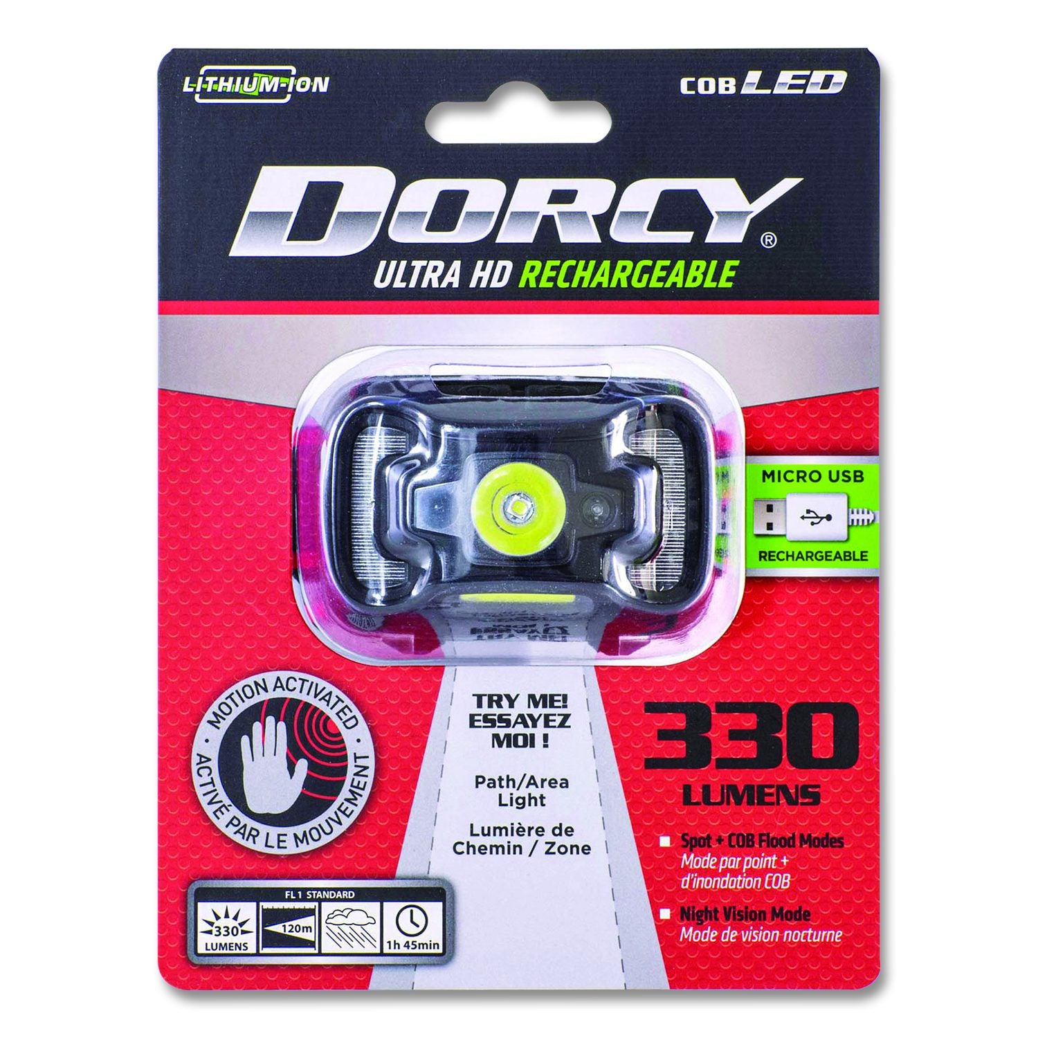 Ultra HD Rechargeable Headlamp, Rechargeable Lithium Ion Battery (Included), Black