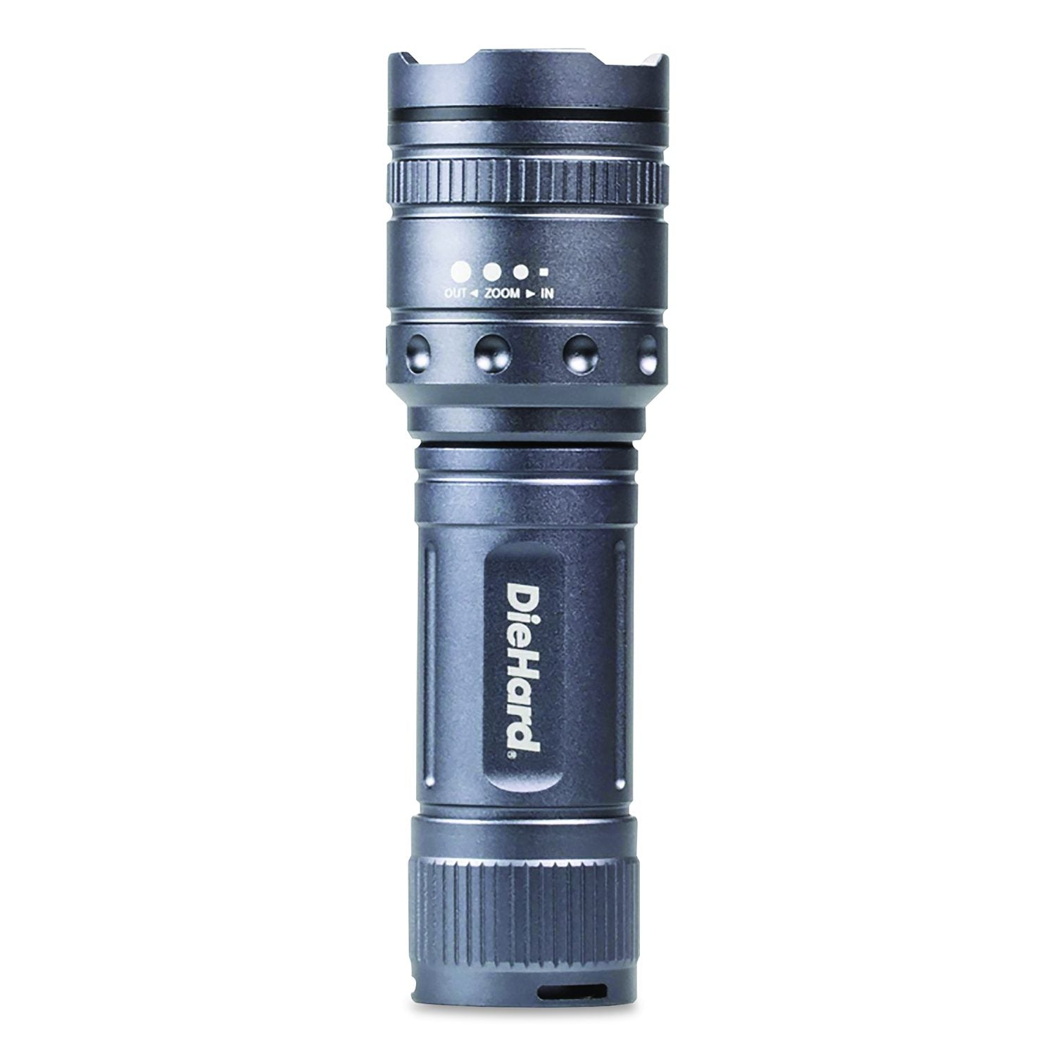 Diehard Twist Focus Aluminum 1, 500 Lumen Flashlight, 4 AAA Batteries (Included), Gray
