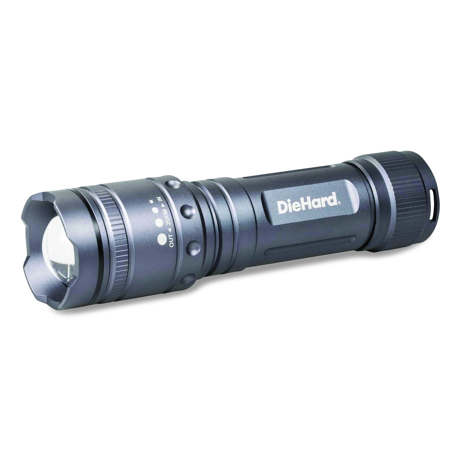 Diehard Twist Focus Aluminum 1, 700 Lumen Flashlight, 6 AA Batteries (Included), Gray