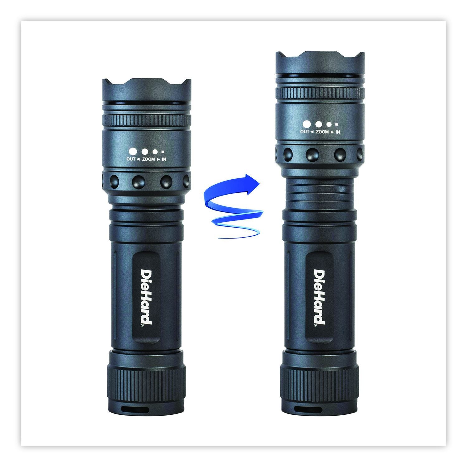 Diehard Twist Focus Aluminum 1, 700 Lumen Flashlight, 6 AA Batteries (Included), Gray